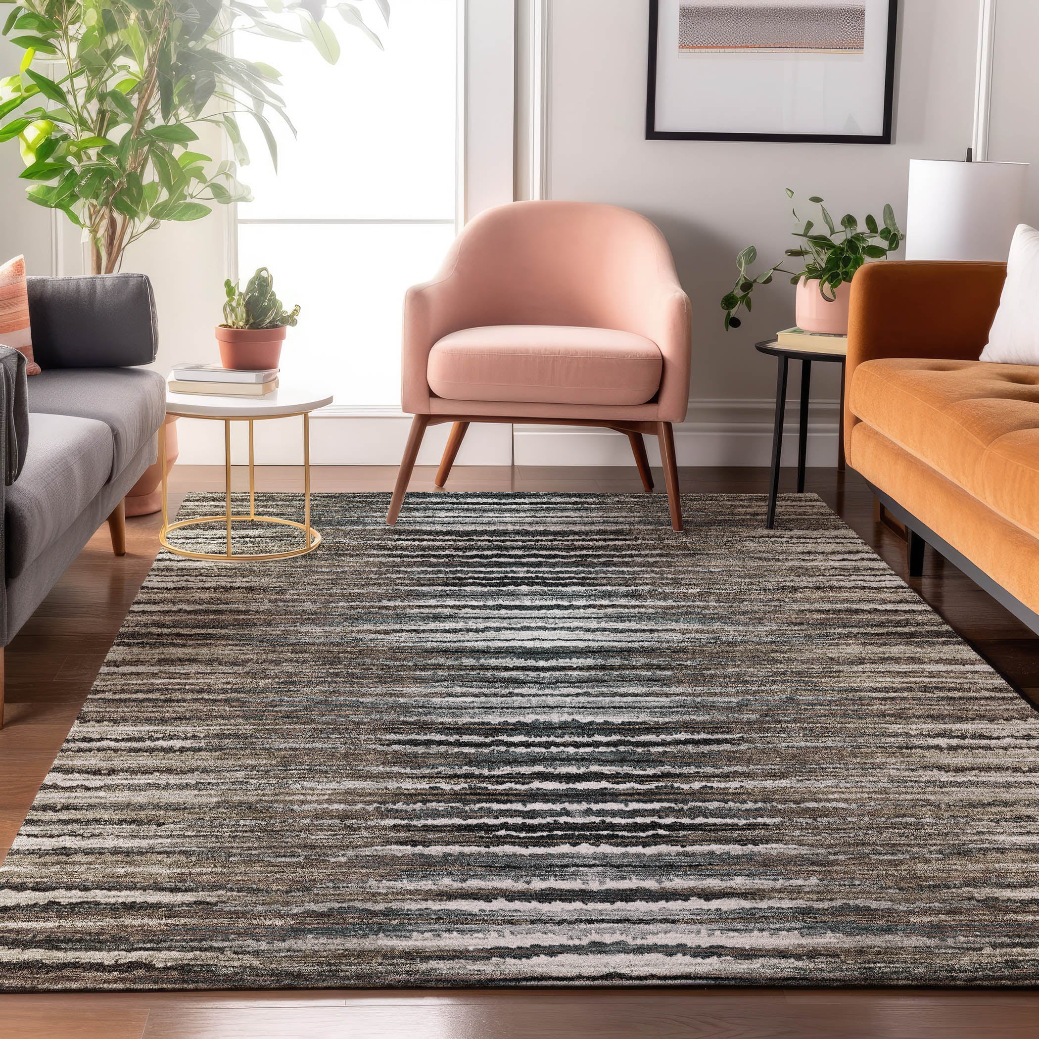 Antigua Machine Washable Traditional Brown Rug 2'6" x 3'10" #shape_Rectangle