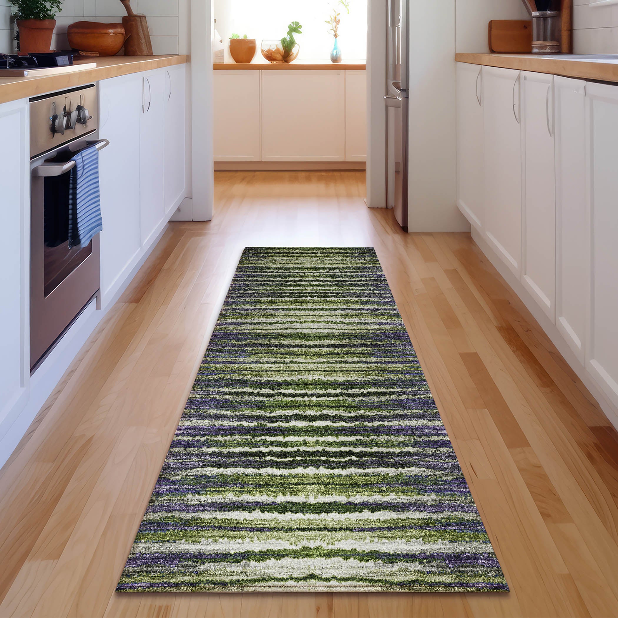 Antigua Machine Washable Traditional Purple Rug 2'3" x 7'6" #shape_Runner