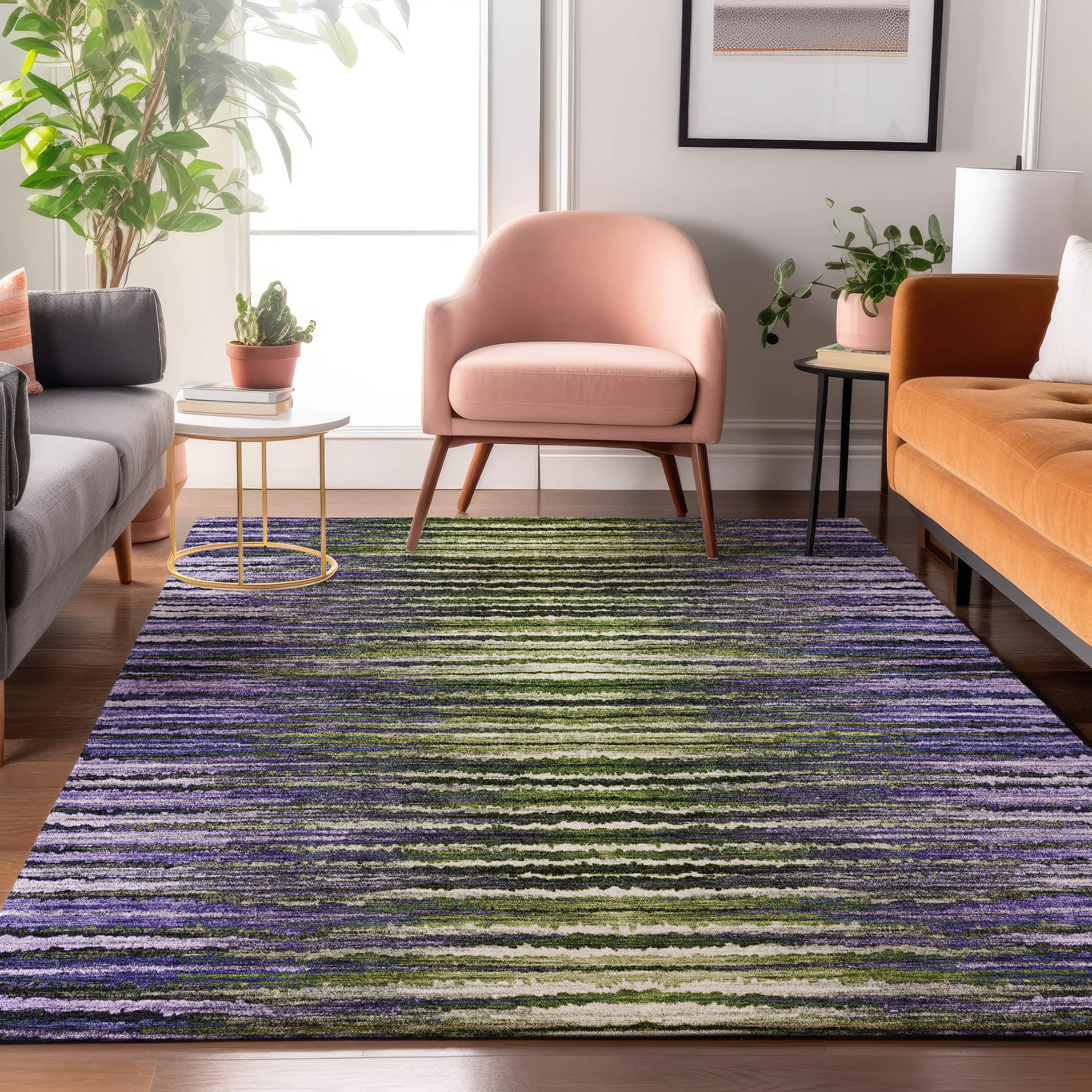 Antigua Machine Washable Traditional Purple Rug 2'6" x 3'10" #shape_Rectangle