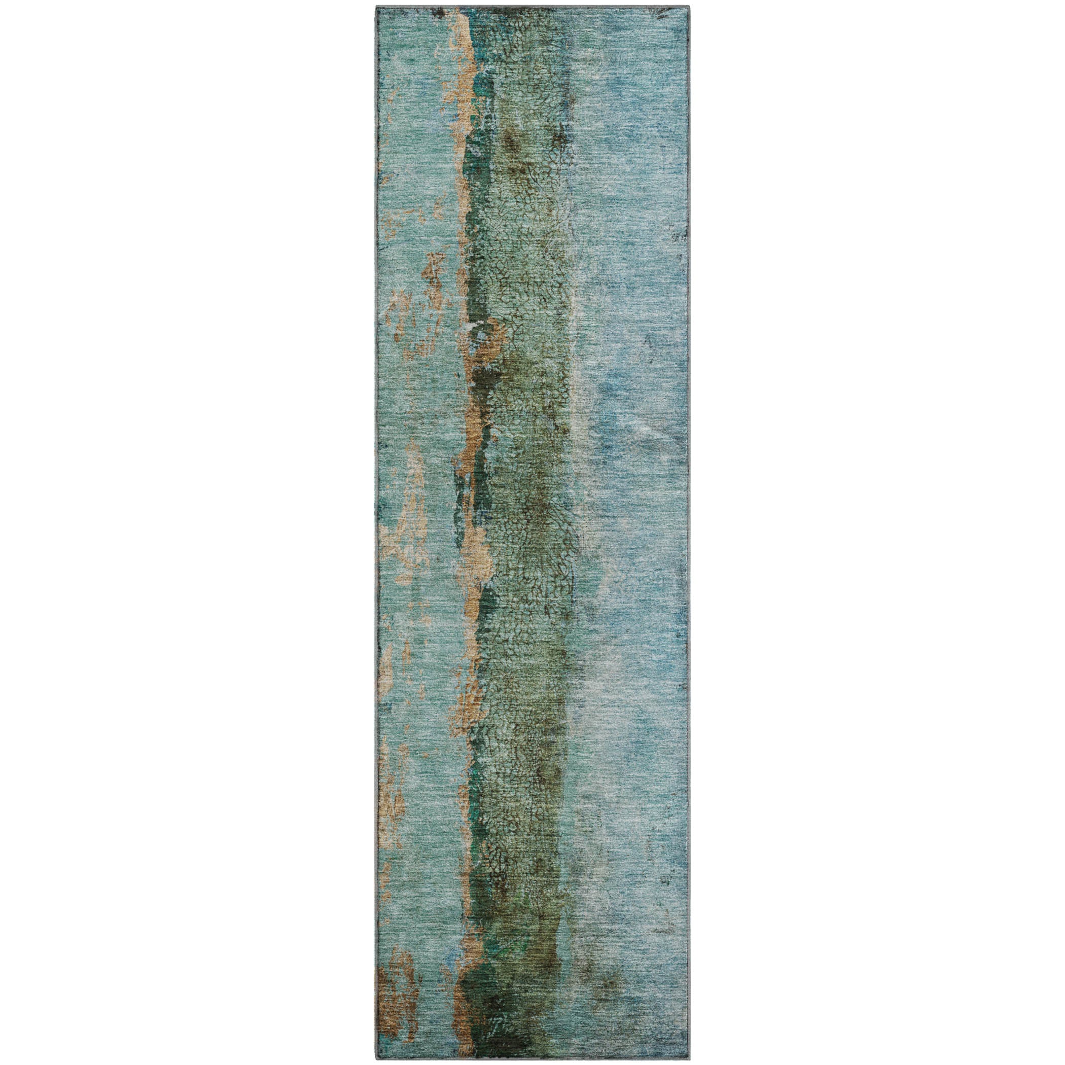 Luang Prabang Machine Washable Transitional Blue Rug 2'3" x 7'6" #shape_Runner