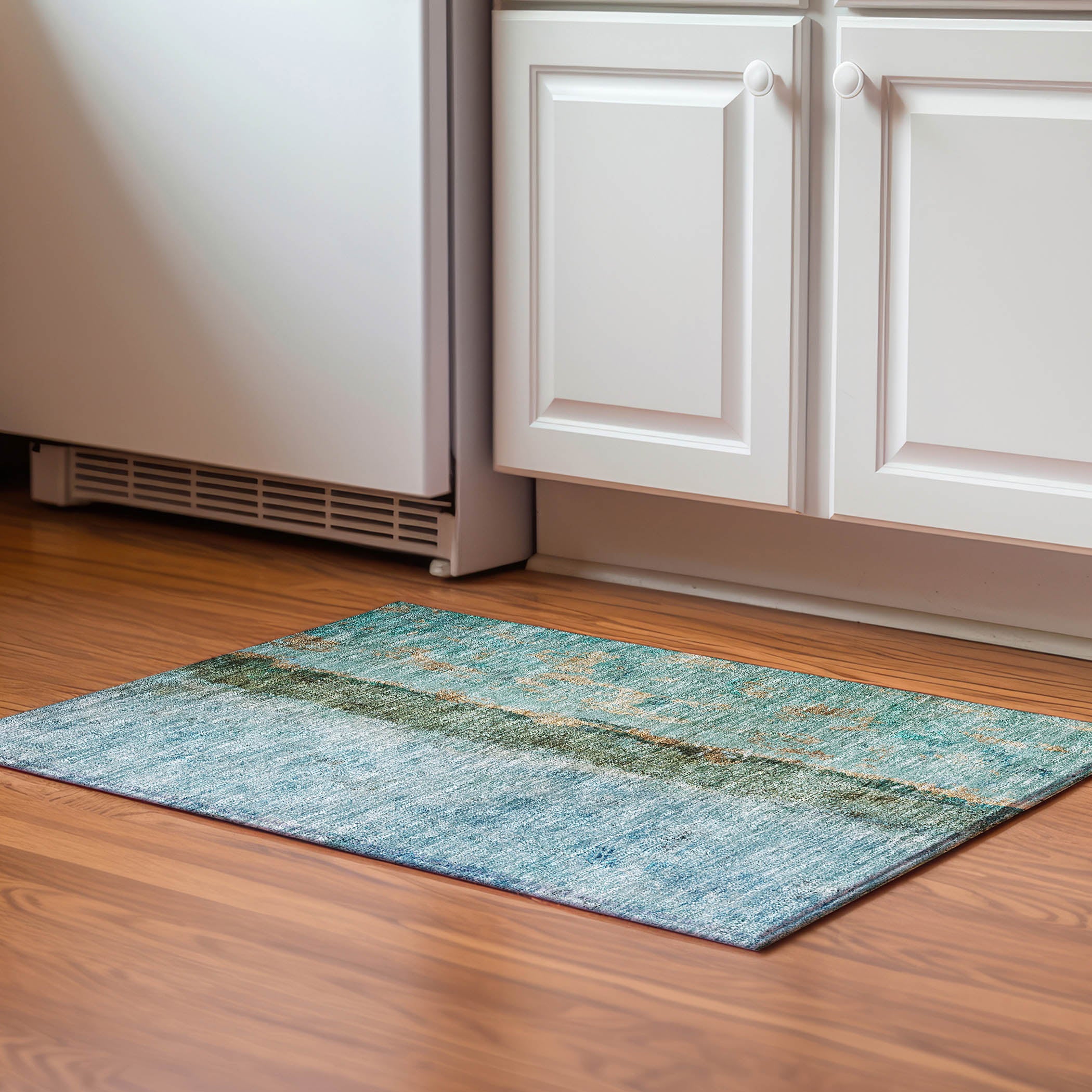Luang Prabang Machine Washable Transitional Blue Rug 1'8" x 2'6" #shape_Rectangle