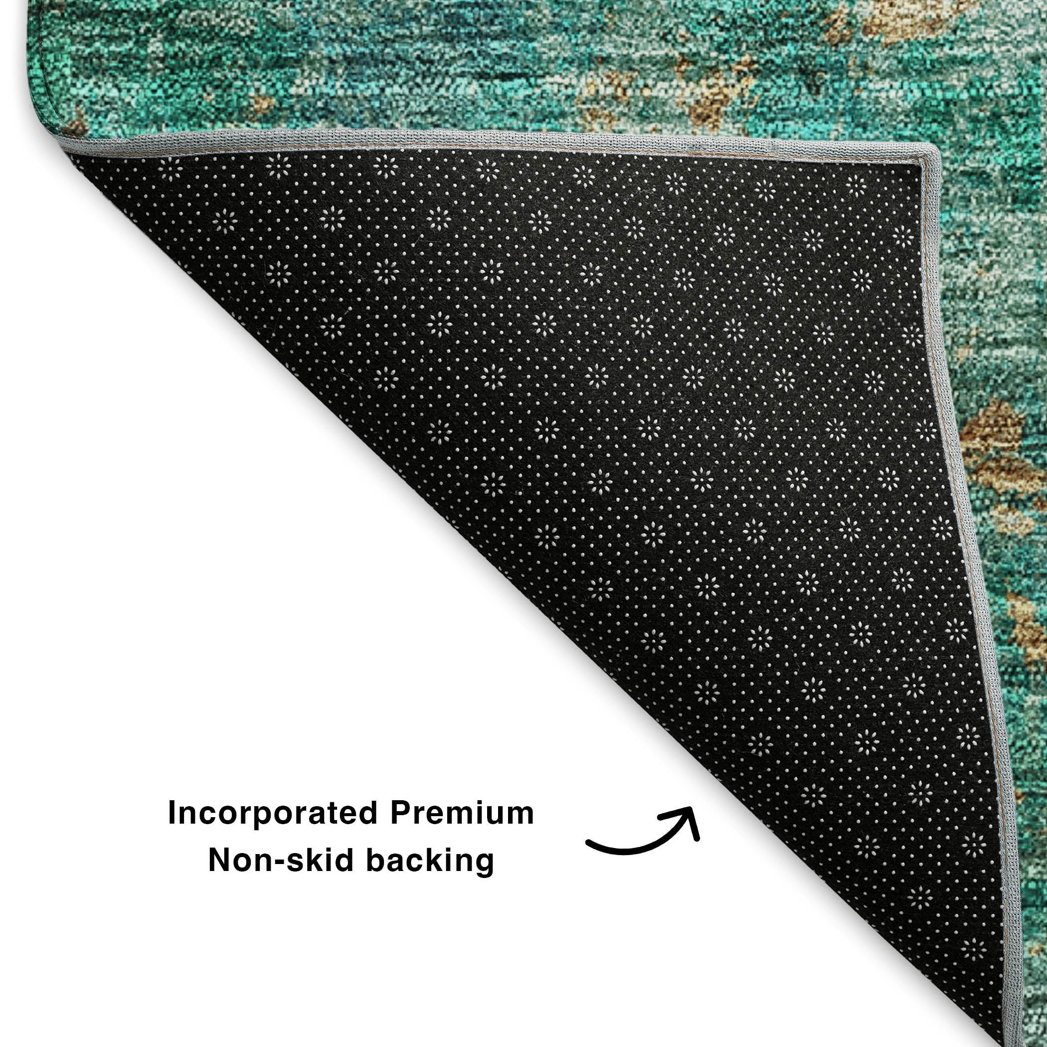 Luang Prabang Machine Washable Transitional Blue Rug 1'8" x 2'6" #shape_Rectangle