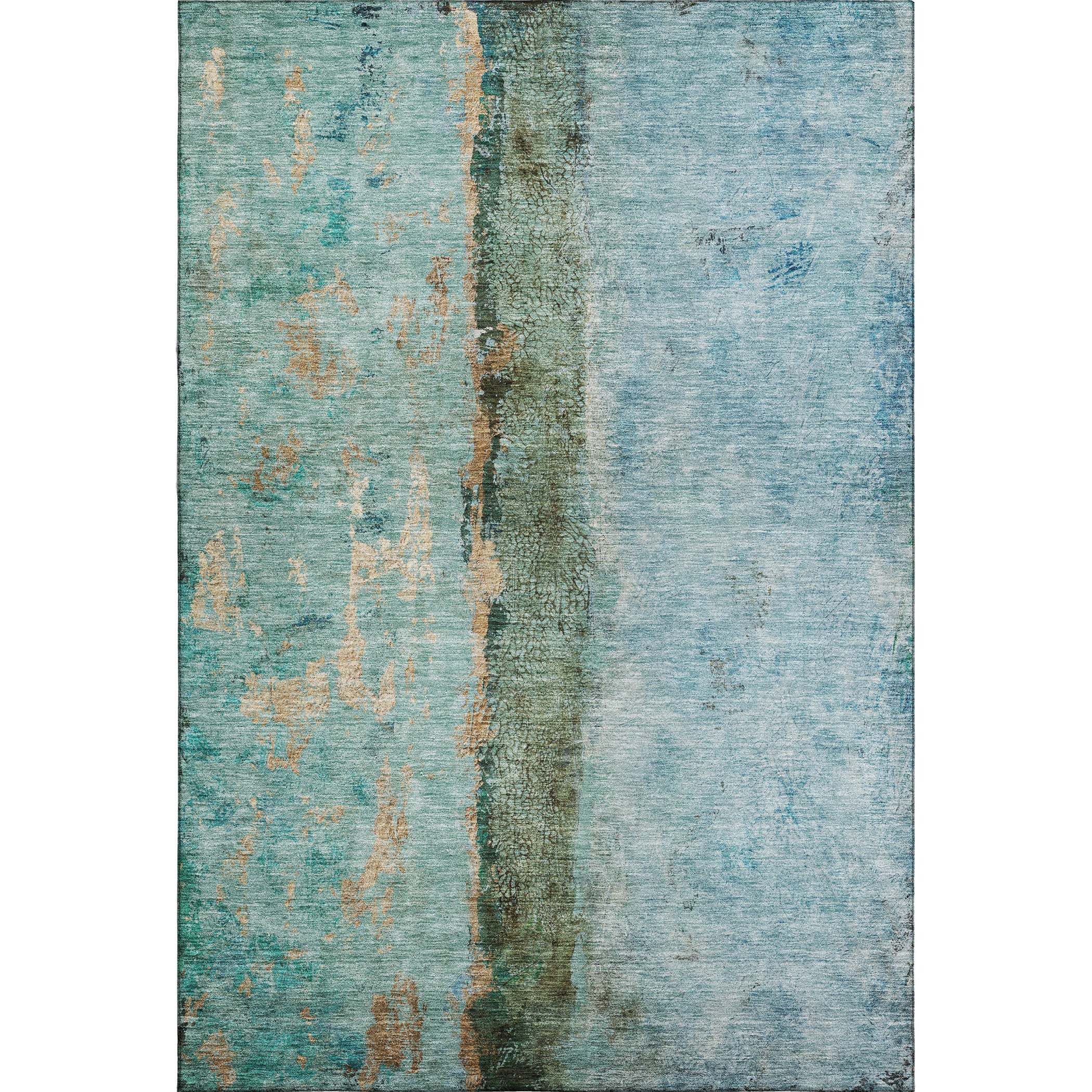 Luang Prabang Machine Washable Transitional Blue Rug 2'6" x 3'10" #shape_Rectangle