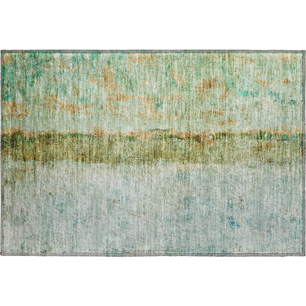 Luang Prabang Machine Washable Transitional Green Rug 1'8" x 2'6"