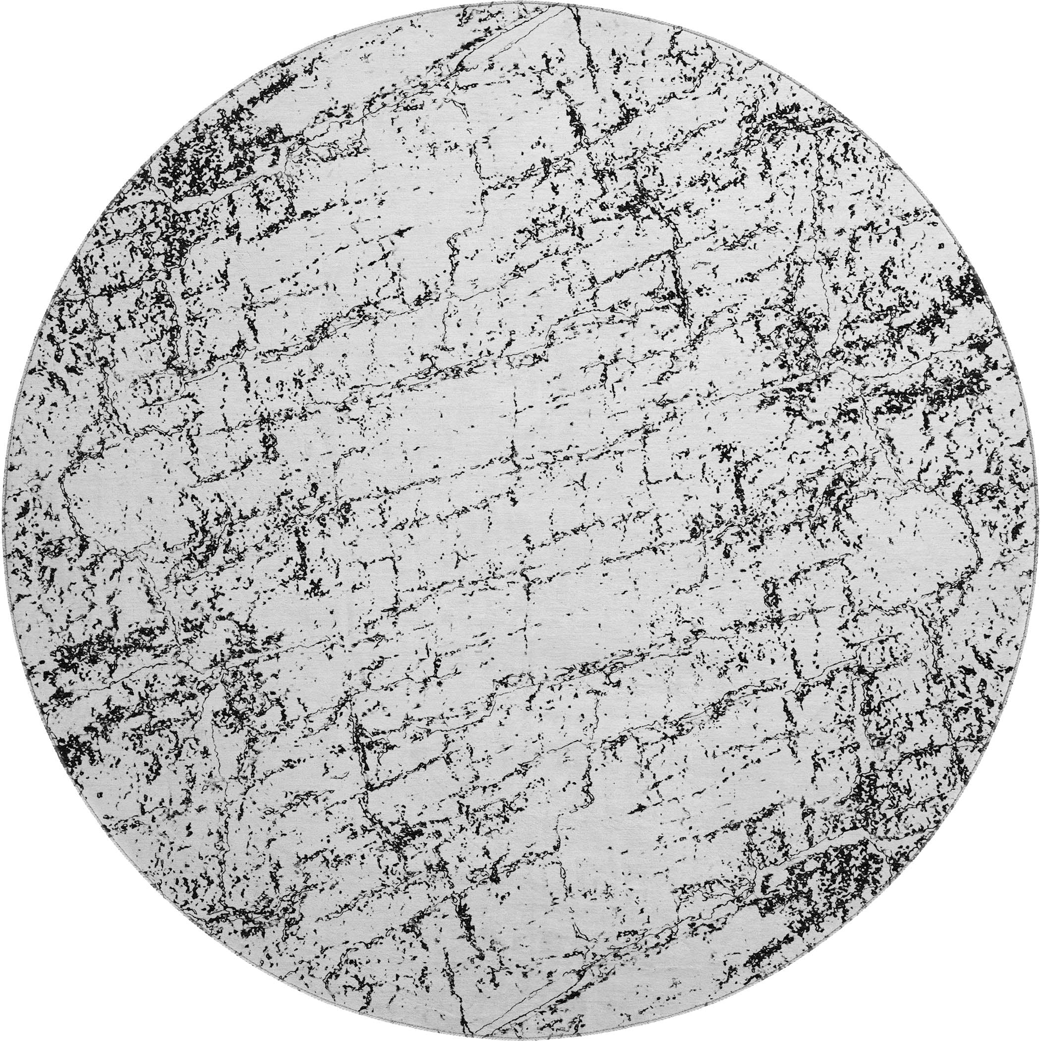 Porto Machine Washable Transitional Black Rug 8' x 8' #shape_Round