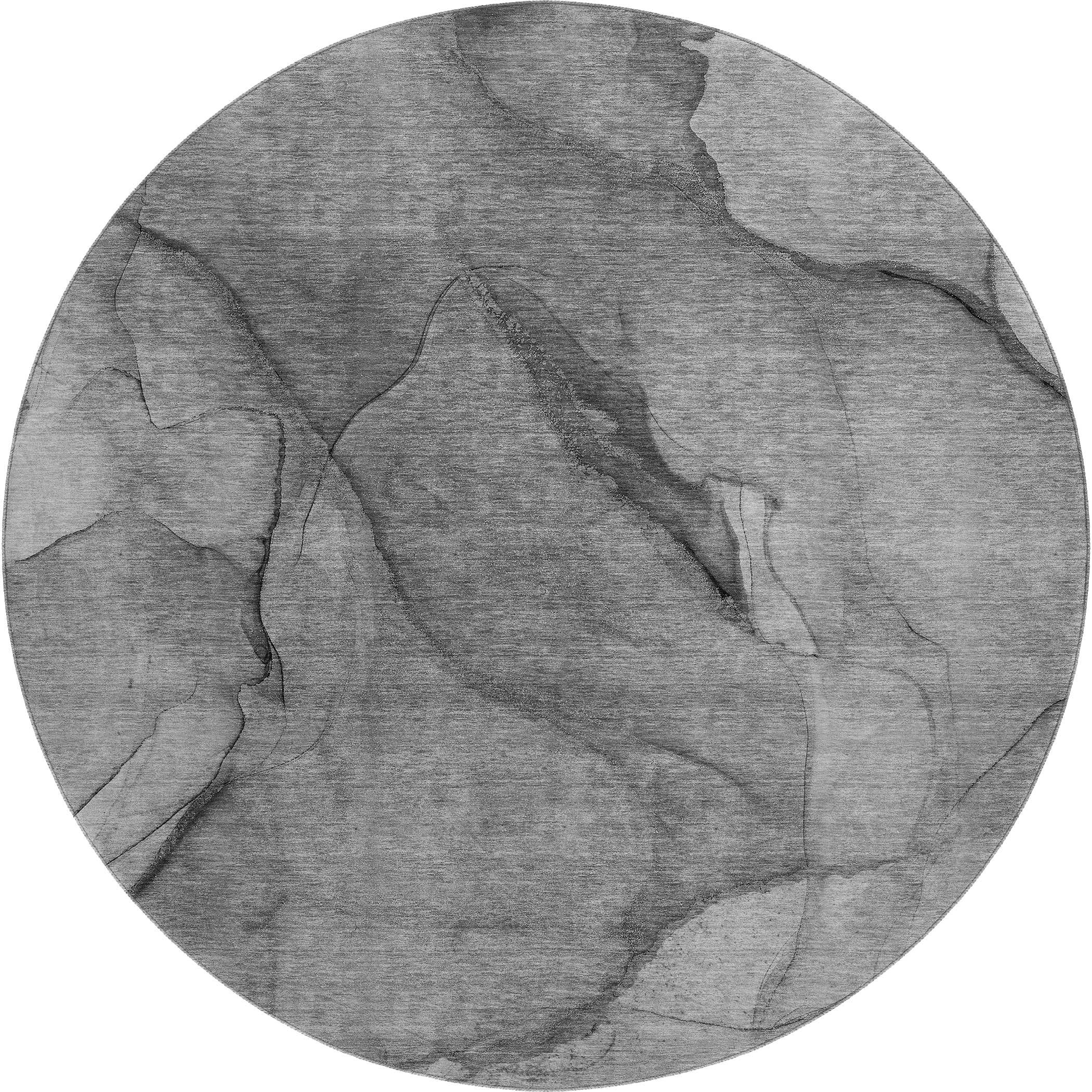 Bogota Machine Washable Transitional Gray Rug 8' x 8' #shape_Round