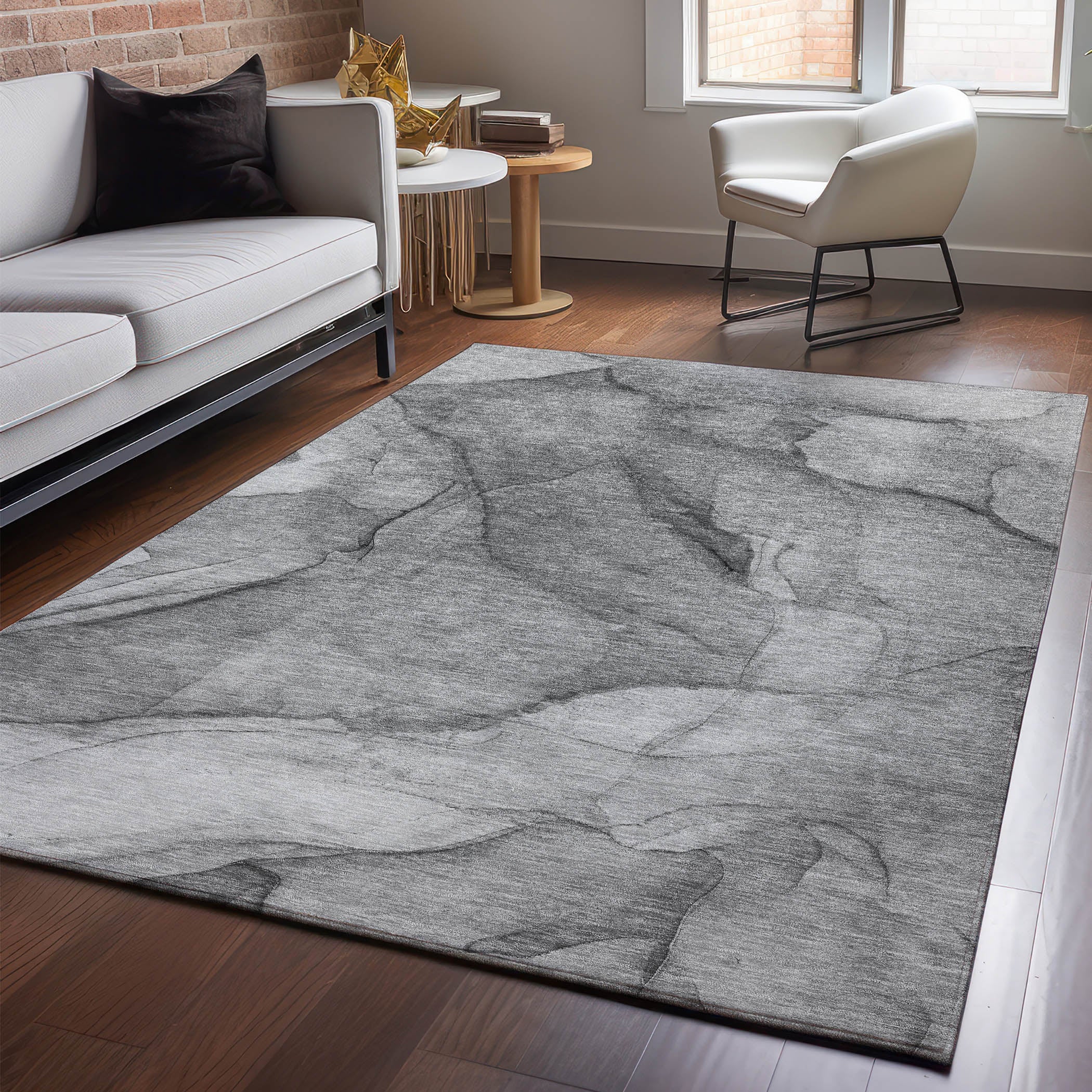 Bogota Machine Washable Transitional Gray Rug 2'6" x 3'10" #shape_Rectangle