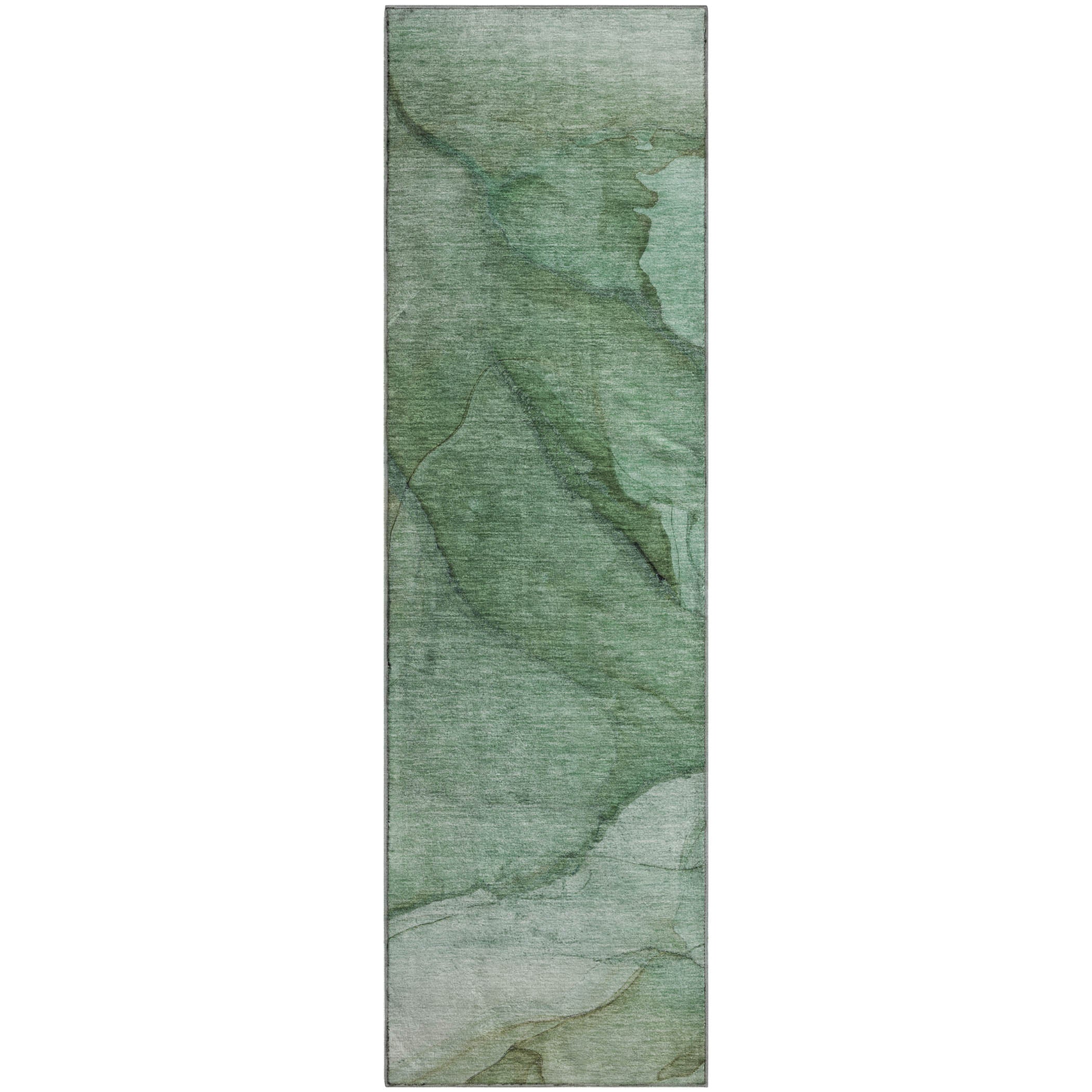 Bogota Machine Washable Transitional Green Rug 2'3" x 7'6" #shape_Runner