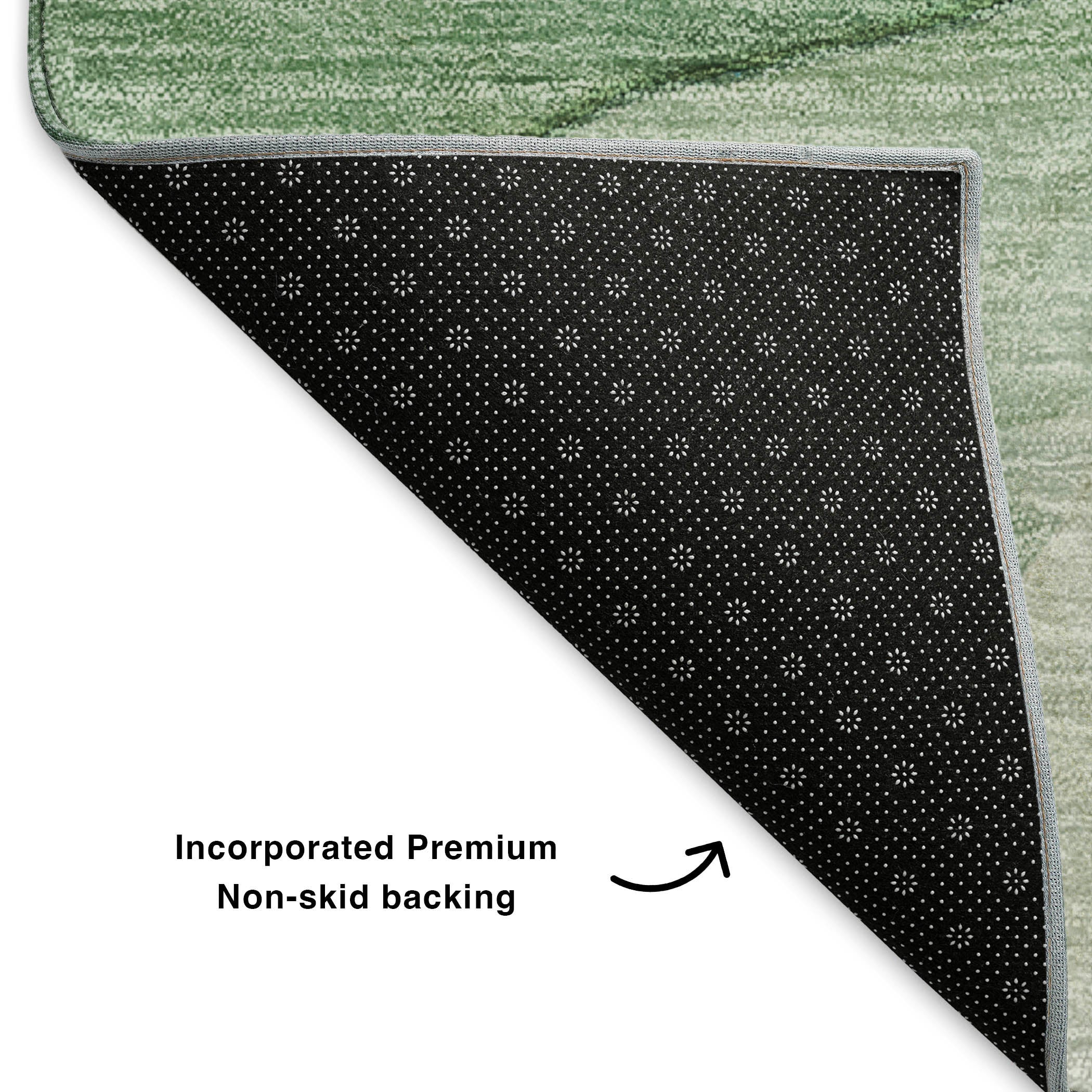 Bogota Machine Washable Transitional Green Rug 1'8" x 2'6" #shape_Rectangle