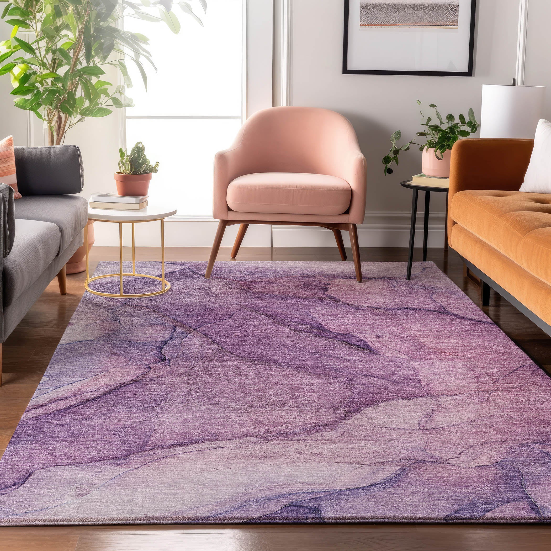 Bogota Machine Washable Transitional Purple Rug 2'6" x 3'10" #shape_Rectangle