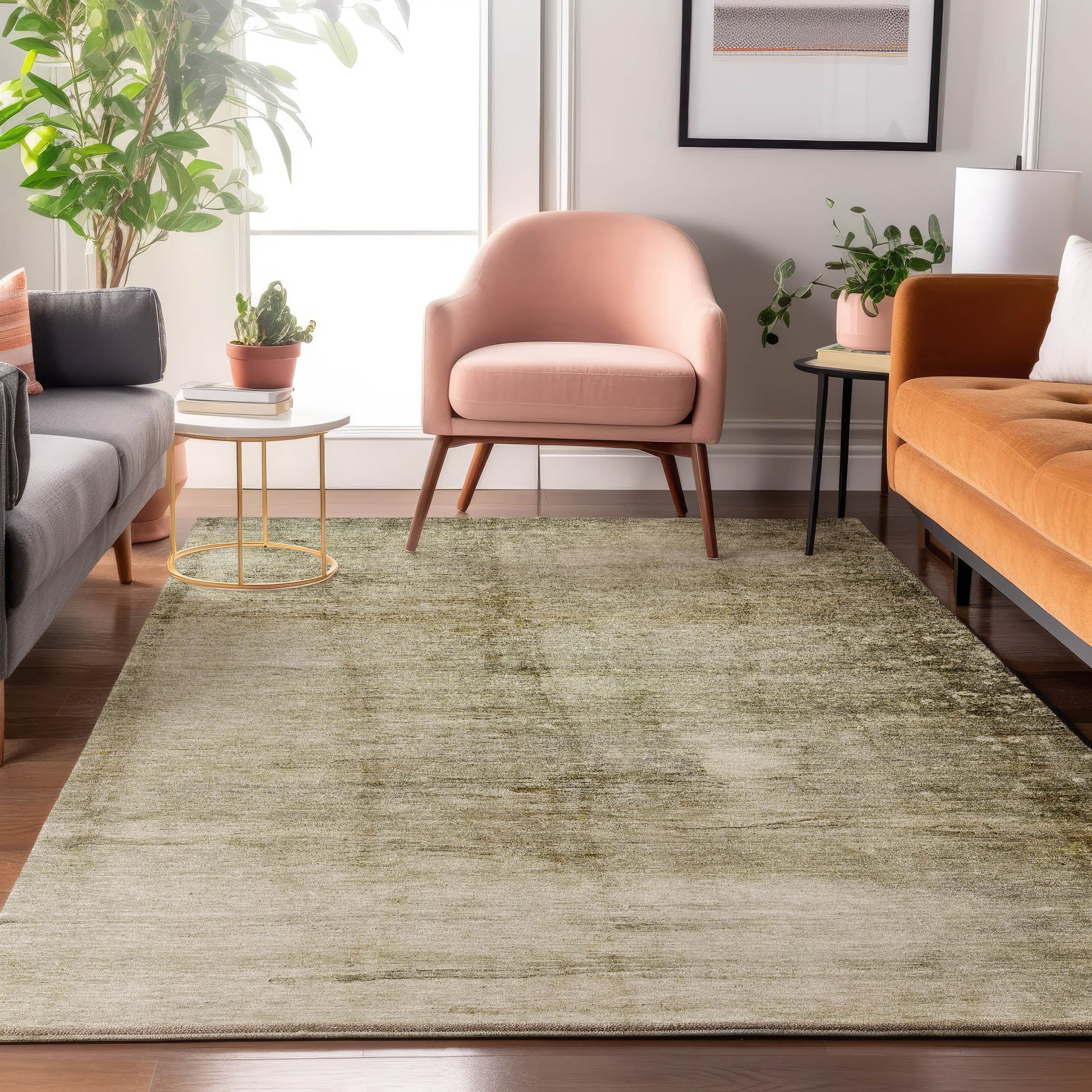 Hoi An Machine Washable Transitional Taupe Brown Rug 2'6" x 3'10" #shape_Rectangle