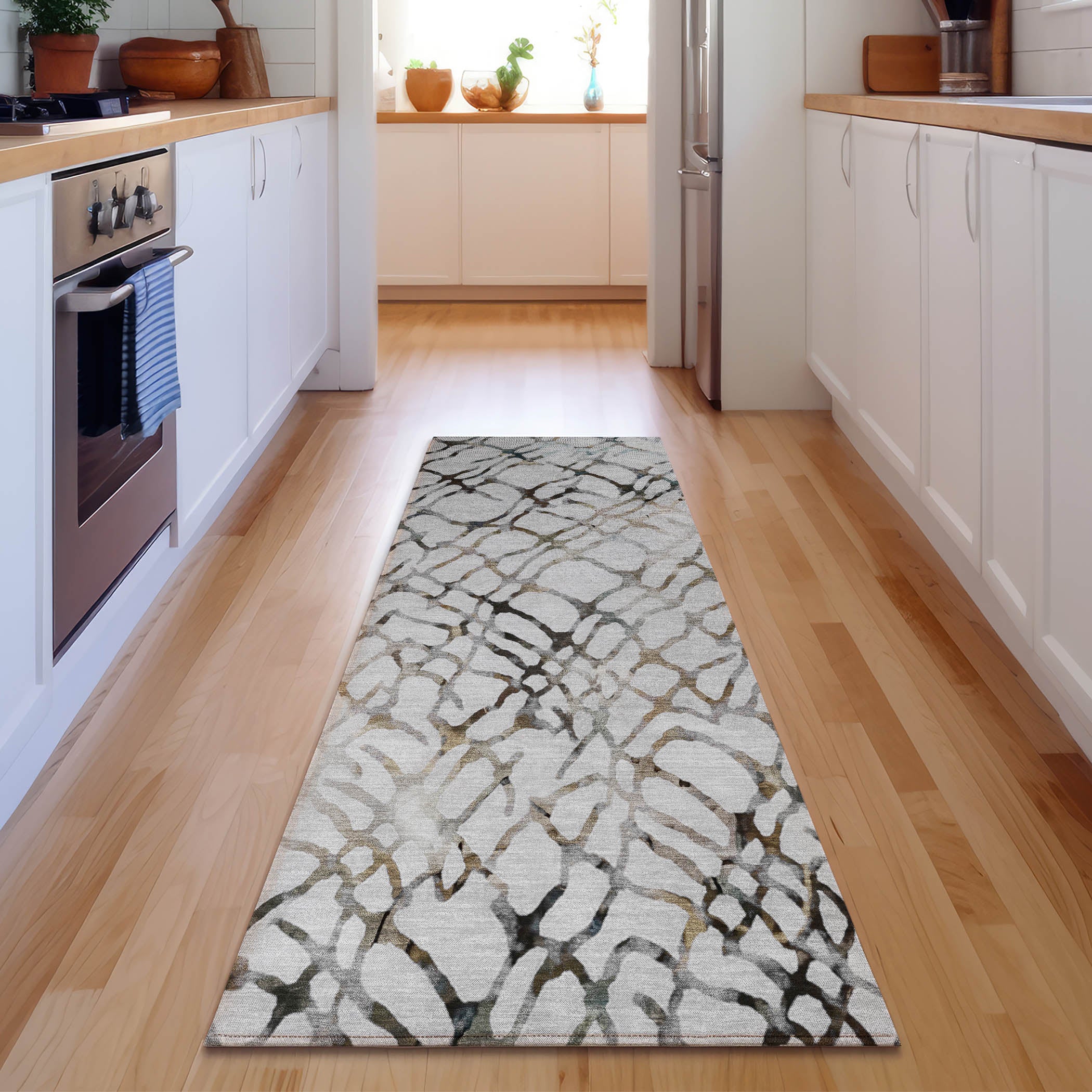 Cusco Machine Washable Transitional Silver Gray Rug 2'3" x 7'6" #shape_Runner