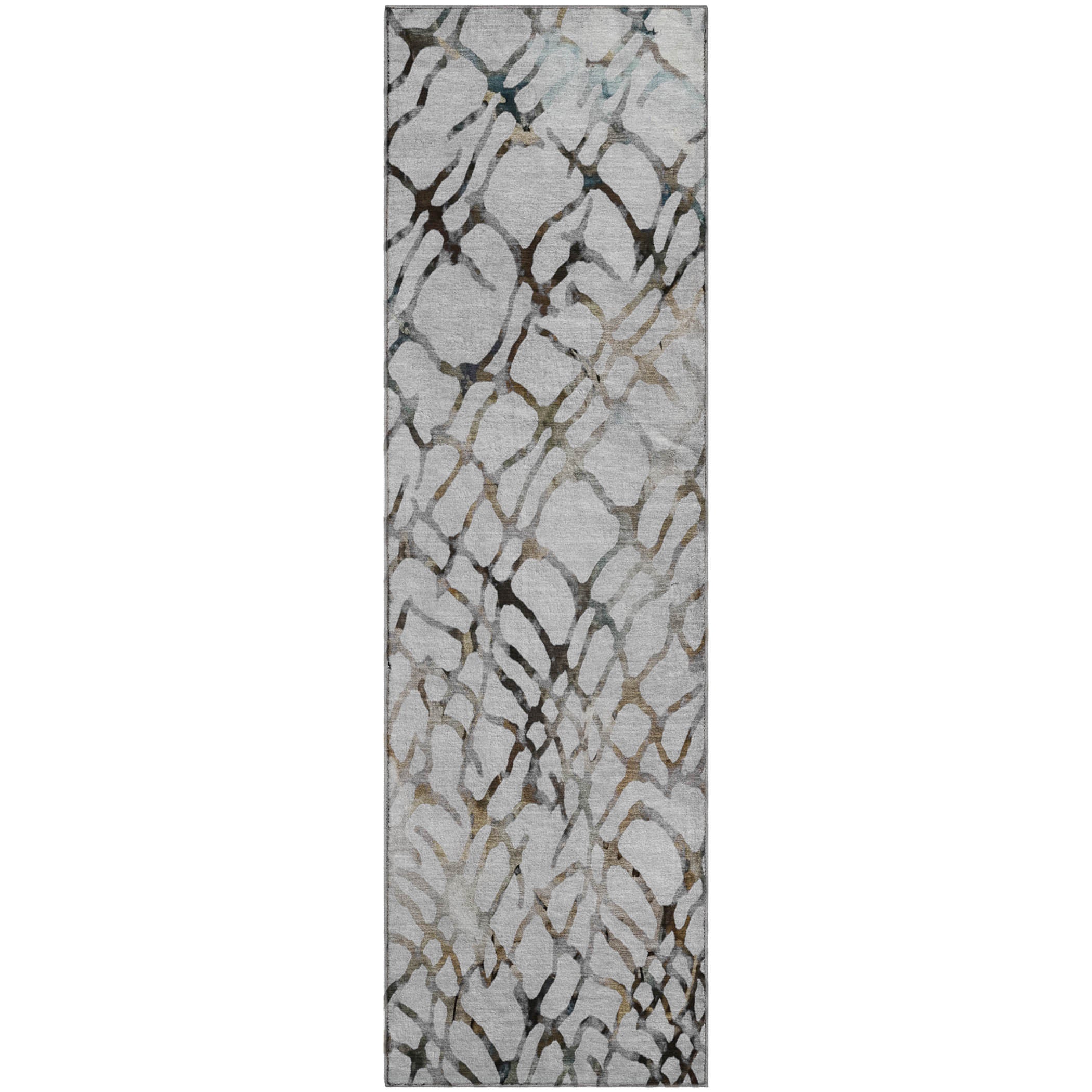 Cusco Machine Washable Transitional Silver Gray Rug 2'3" x 7'6" #shape_Runner
