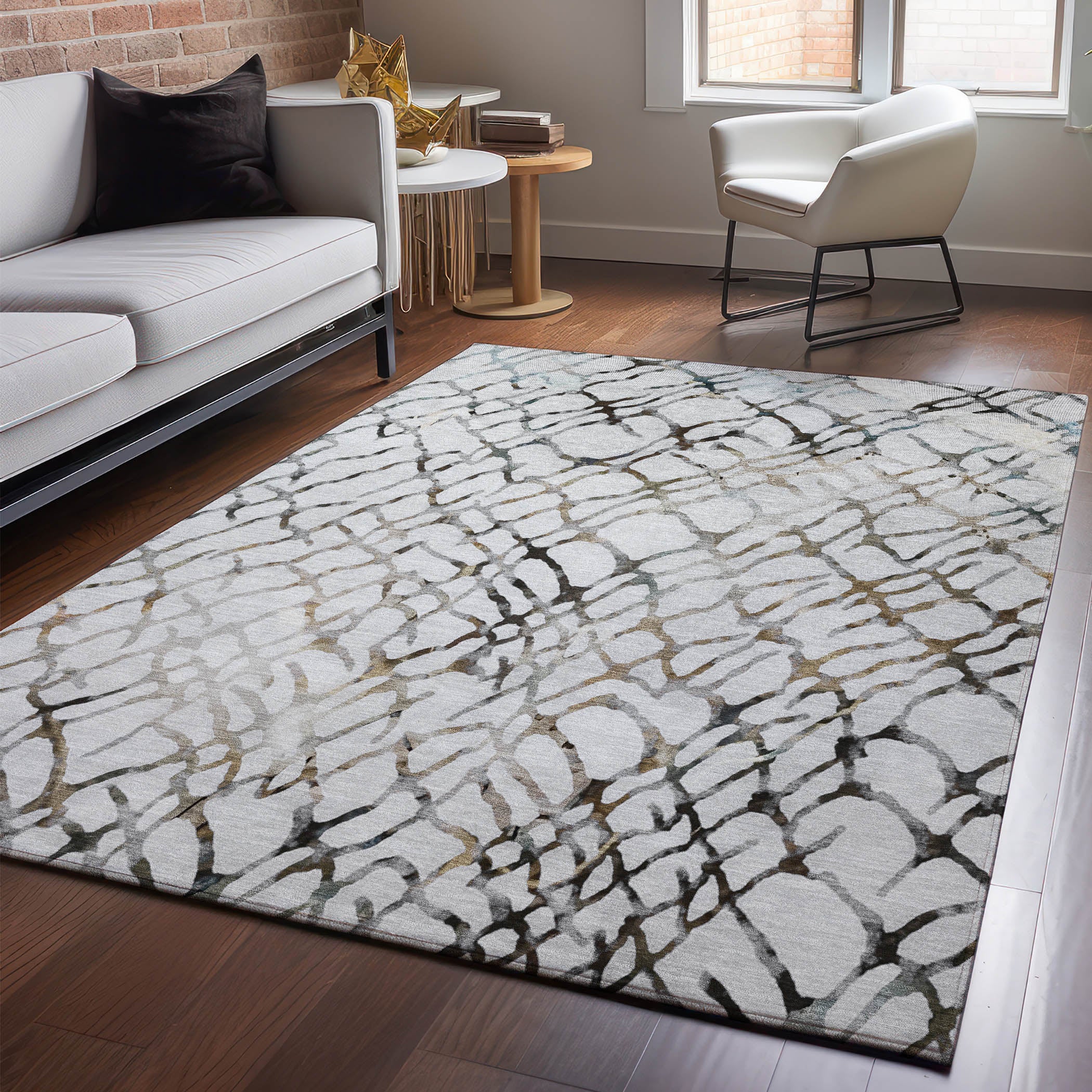 Cusco Machine Washable Transitional Silver Gray Rug 2'6" x 3'10" #shape_Rectangle