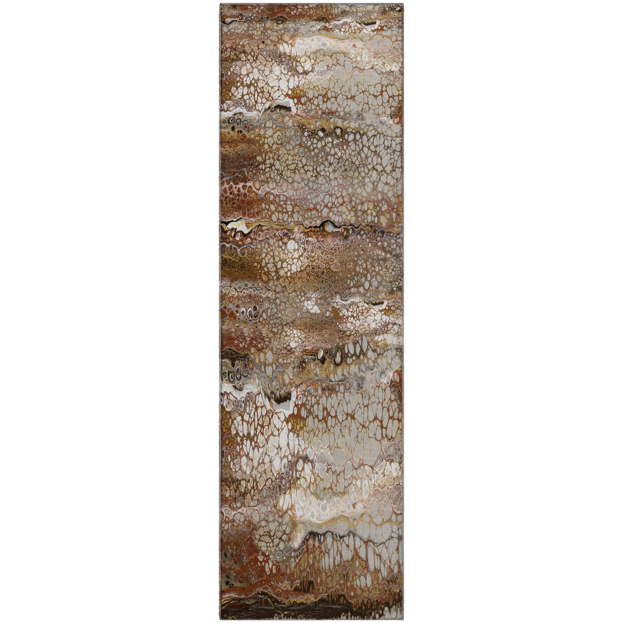 Salzburg Machine Washable Contemporary Riverbed Brown Rug 2'3" x 7'6" #shape_Runner
