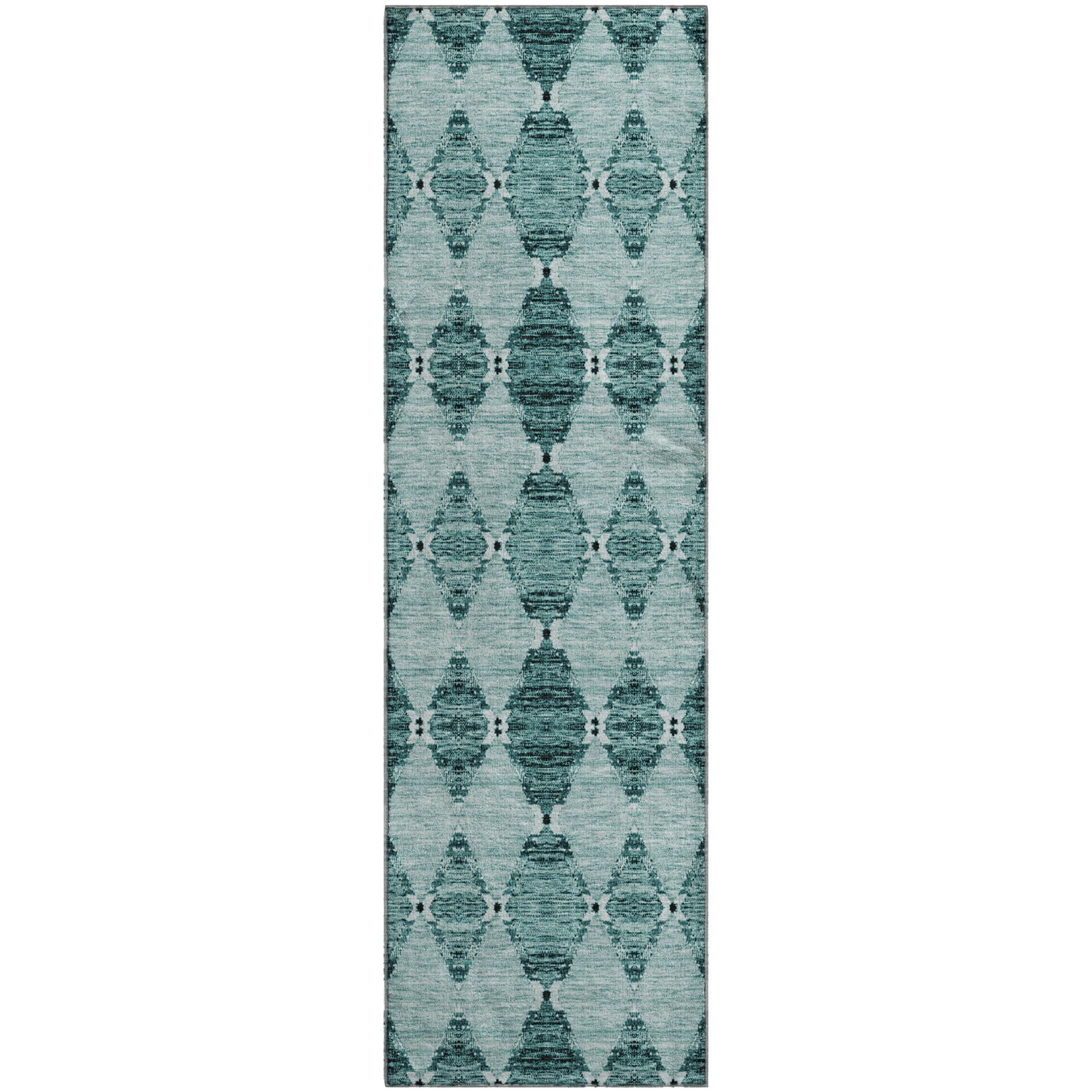 Lima Machine Washable Transitional Teal Rug 2'3" x 7'6" #shape_Runner