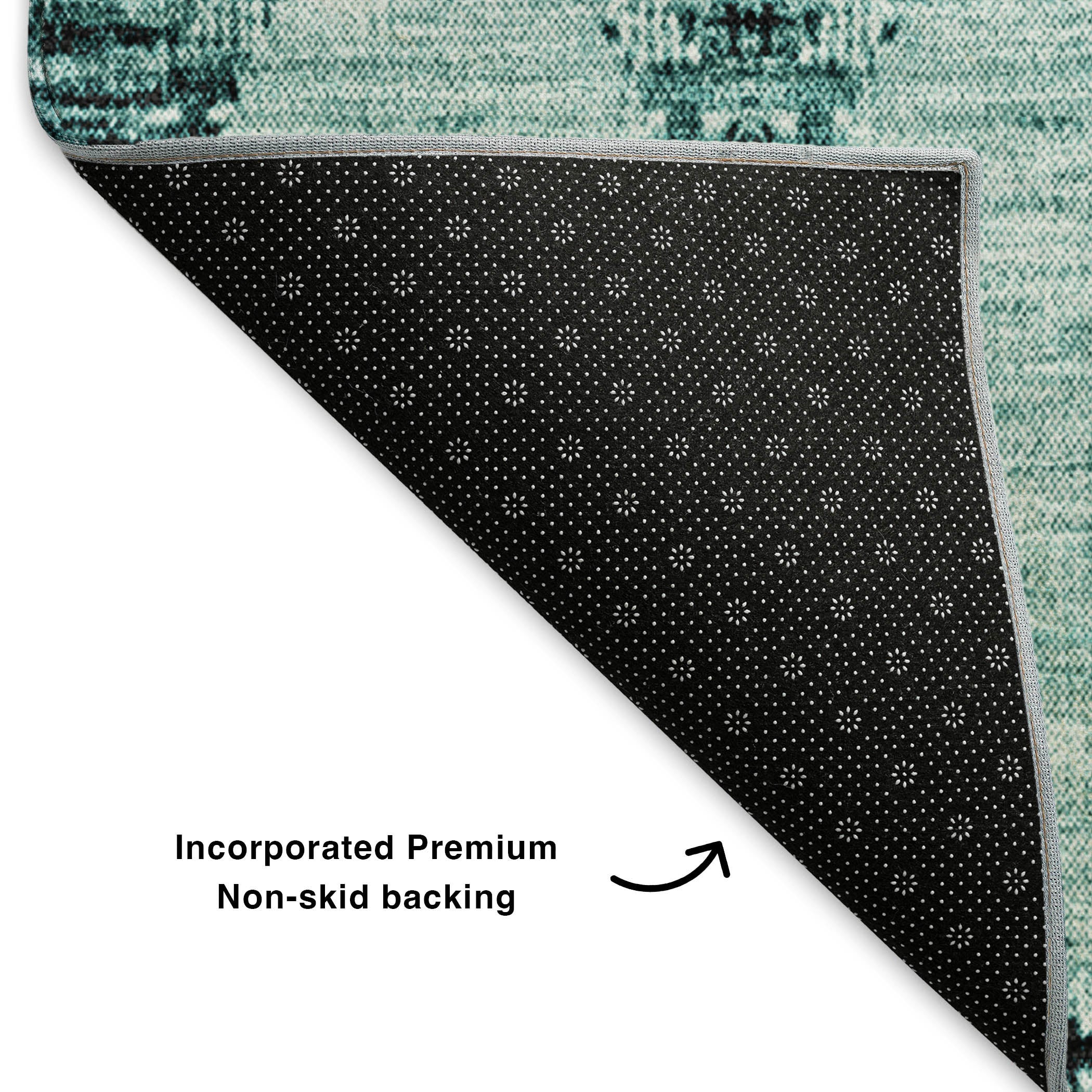 Lima Machine Washable Transitional Teal Rug 1'8" x 2'6" #shape_Rectangle