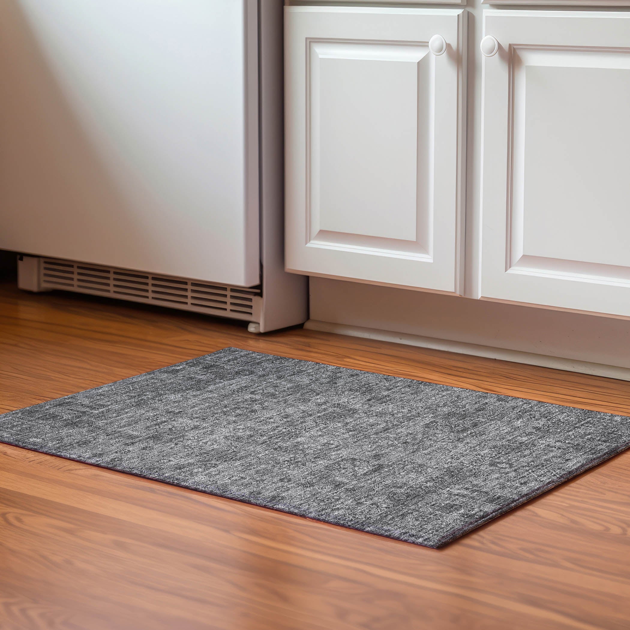 Antigua Machine Washable Transitional Charcoal Gray Rug 1'8" x 2'6" #shape_Rectangle