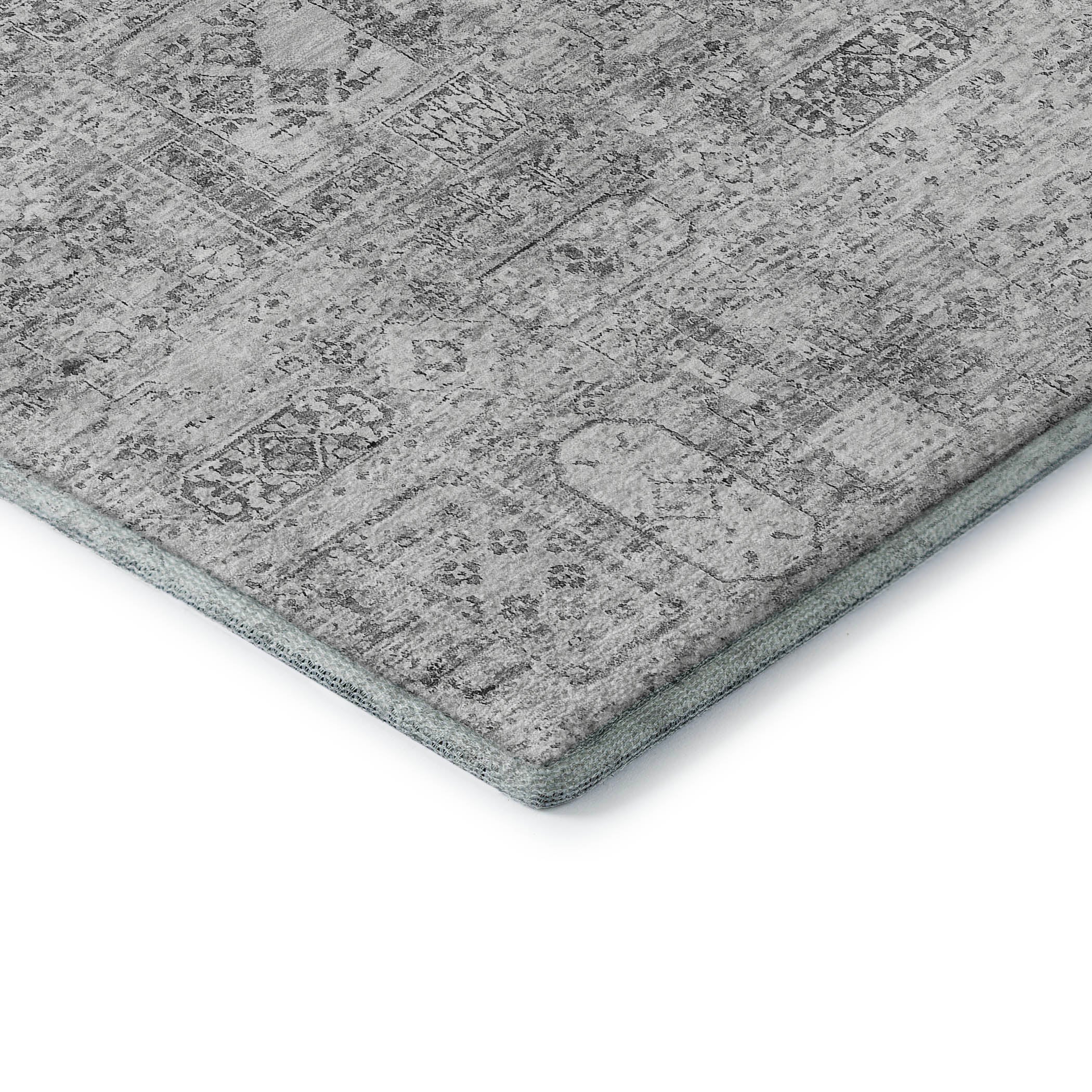 Antigua Machine Washable Transitional Gray Rug 1'8" x 2'6" #shape_Rectangle