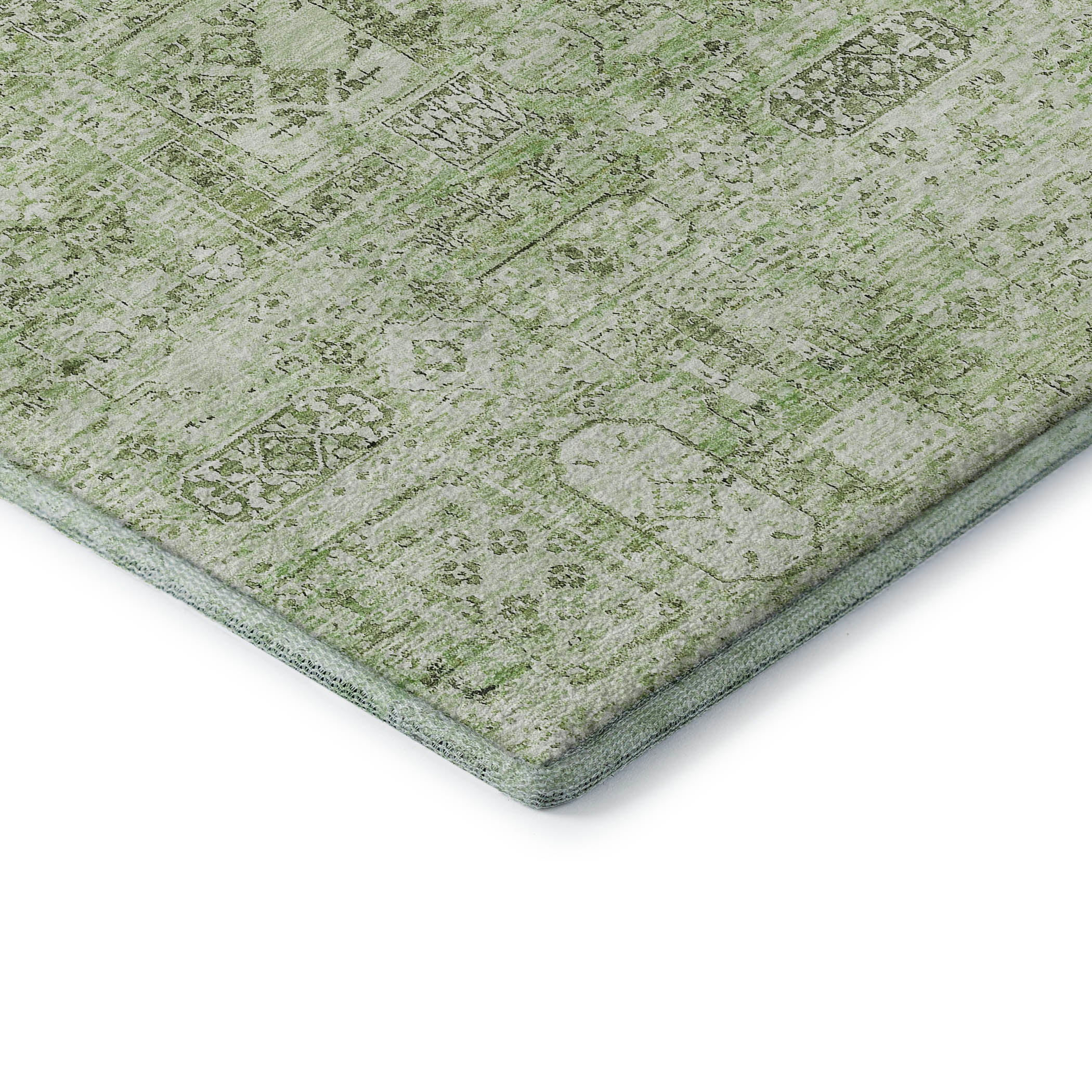 Antigua Machine Washable Transitional Green Rug 1'8" x 2'6" #shape_Rectangle