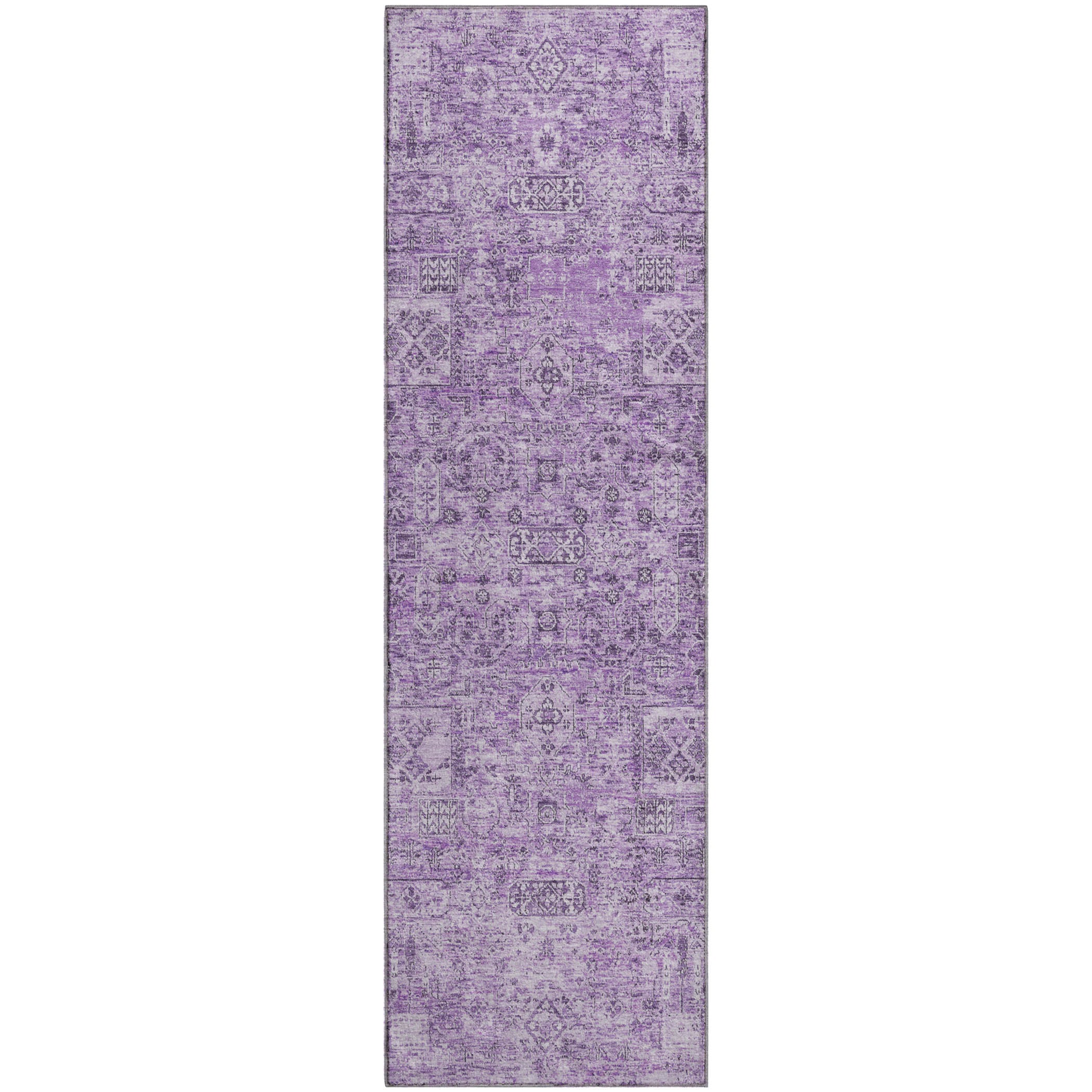 Antigua Machine Washable Transitional Lilac Purple Rug 2'3" x 7'6" #shape_Runner