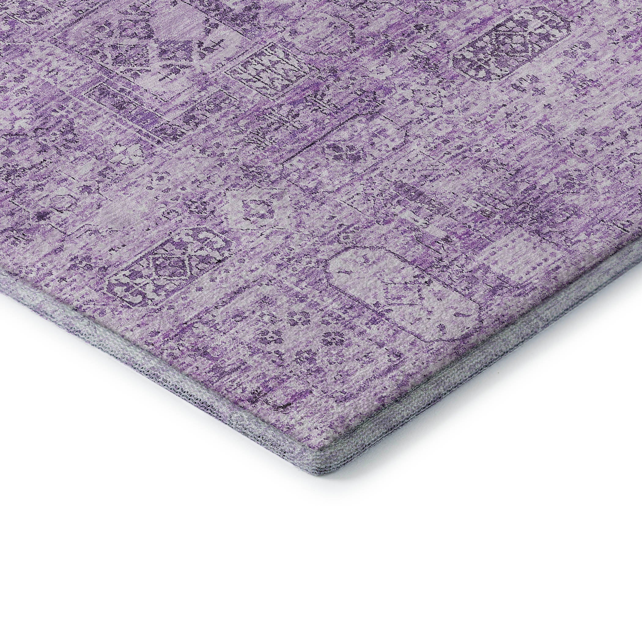 Antigua Machine Washable Transitional Lilac Purple Rug 1'8" x 2'6" #shape_Rectangle