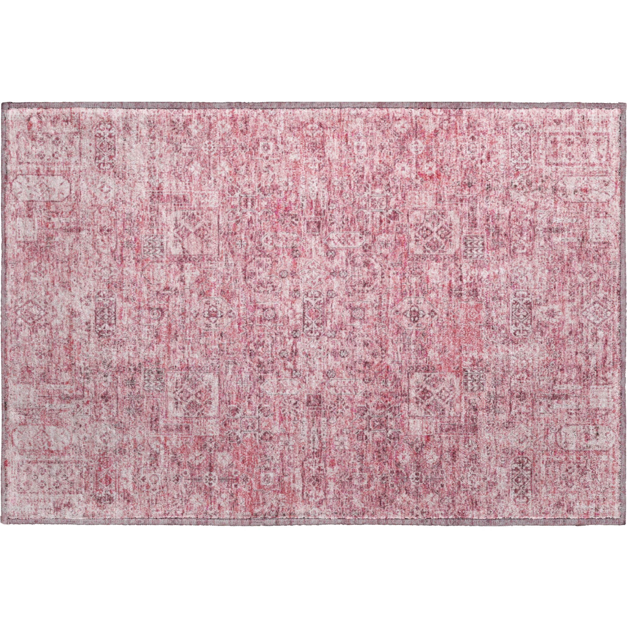 Antigua Machine Washable Transitional Pink Rug 1'8" x 2'6" #shape_Rectangle