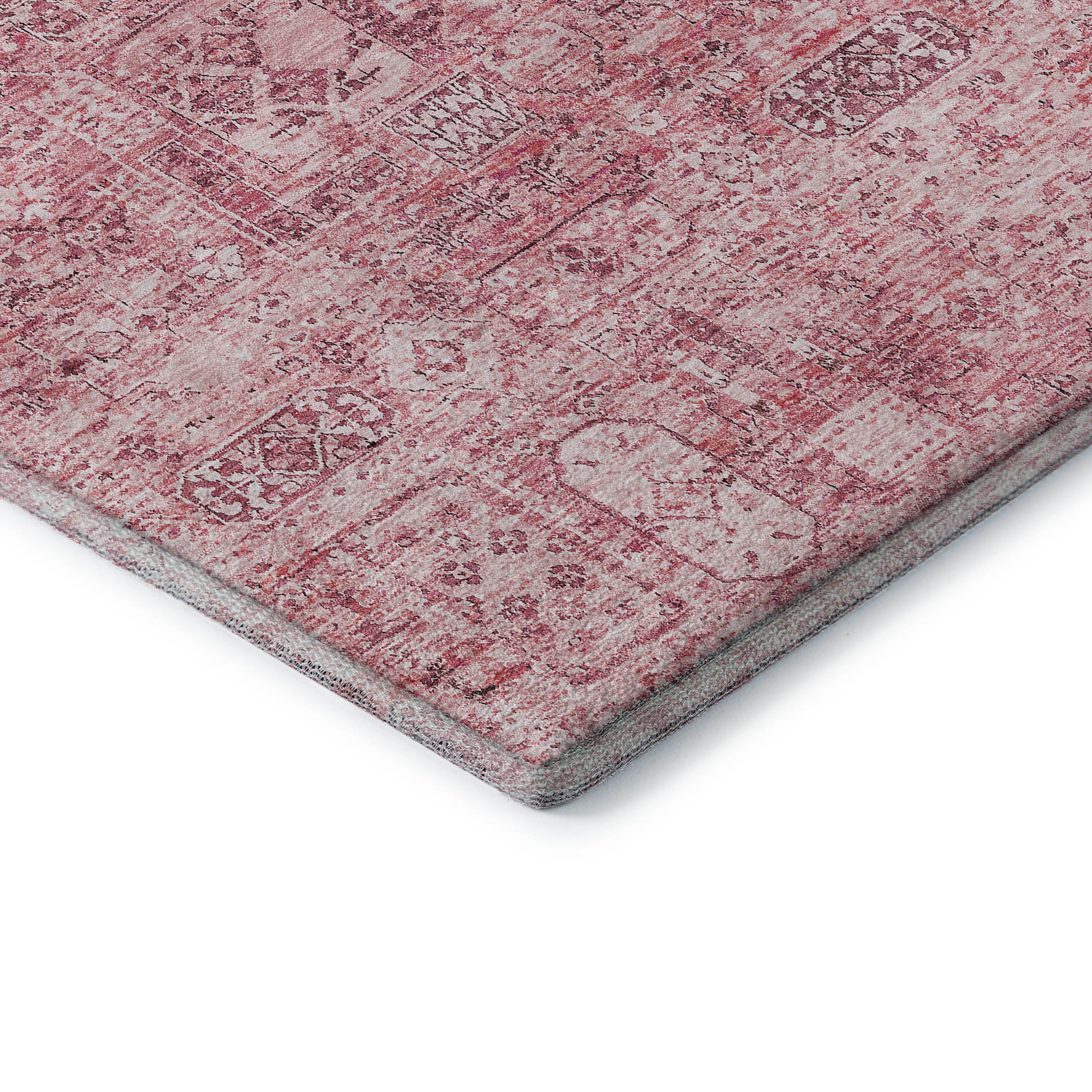 Antigua Machine Washable Transitional Pink Rug 1'8" x 2'6" #shape_Rectangle