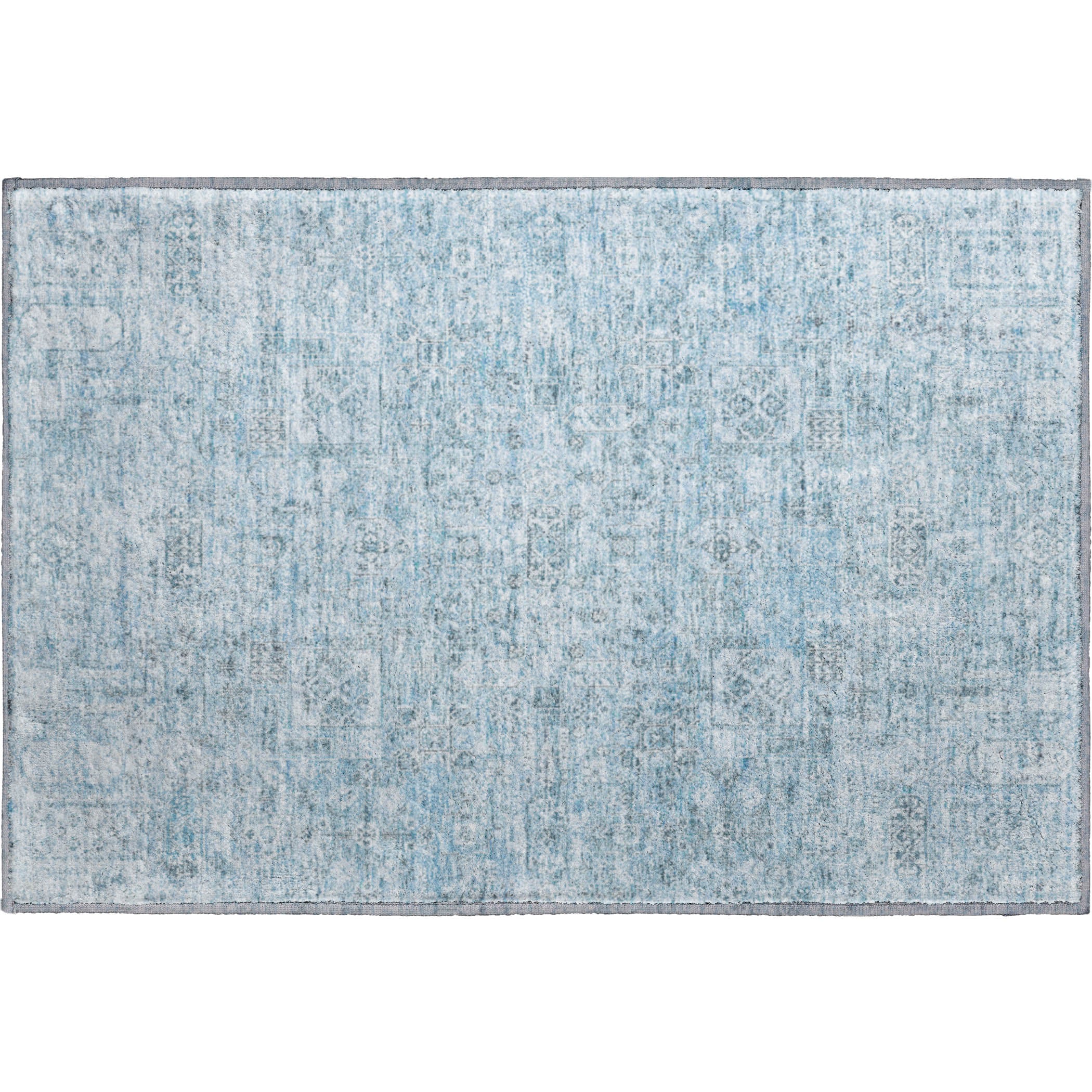Antigua Machine Washable Transitional Sky Blue Rug 1'8" x 2'6" #shape_Rectangle