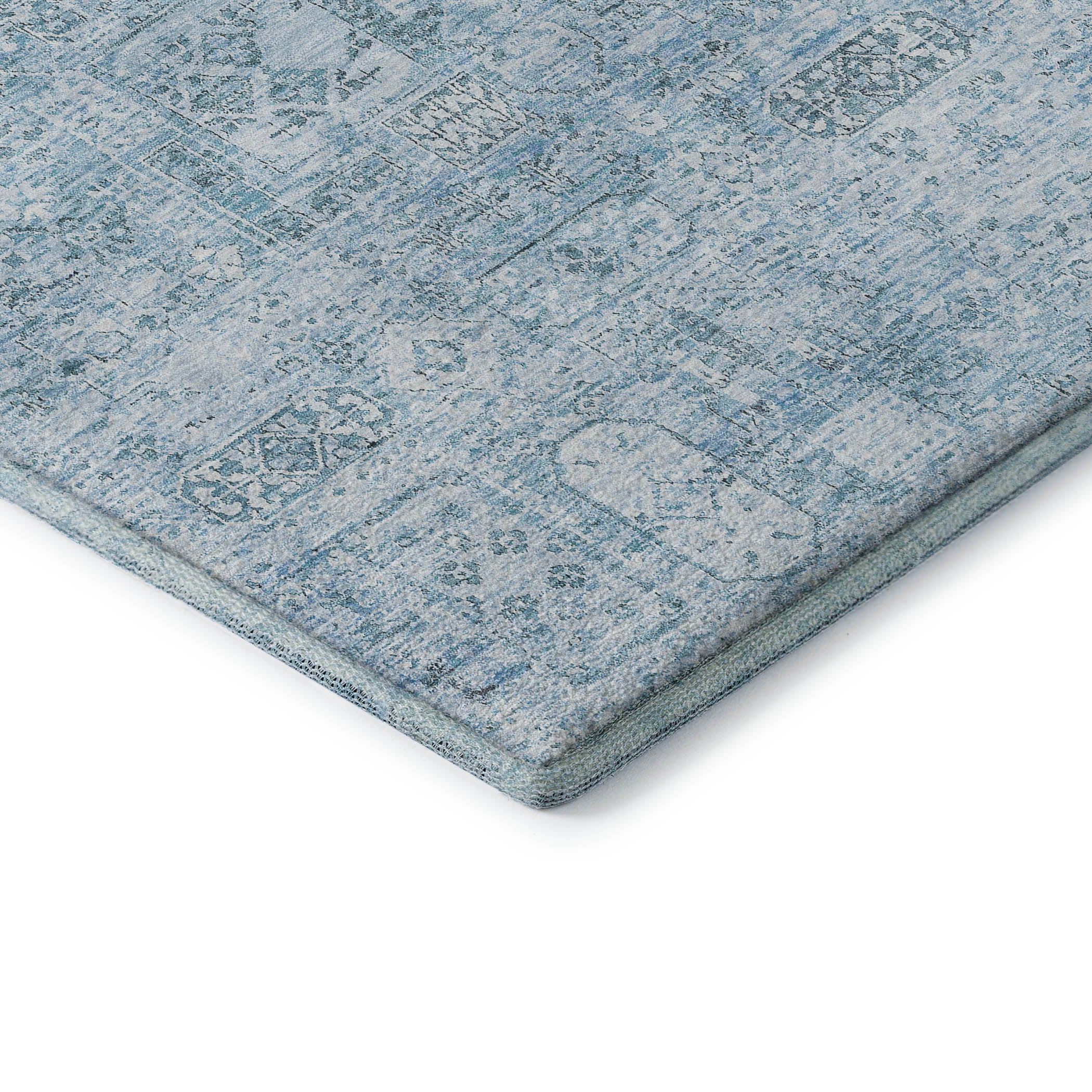 Antigua Machine Washable Transitional Sky Blue Rug 1'8" x 2'6" #shape_Rectangle