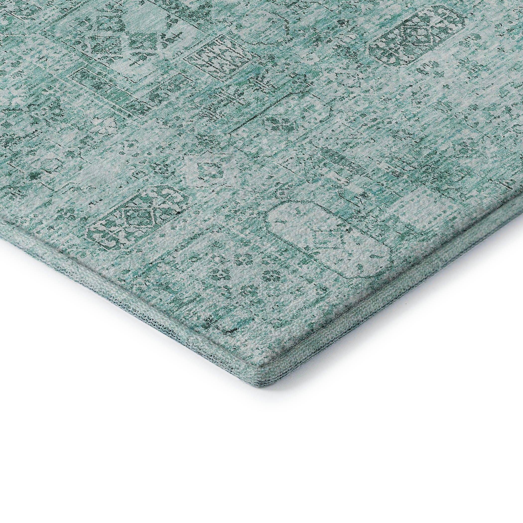 Antigua Machine Washable Transitional Teal Rug 1'8" x 2'6" #shape_Rectangle