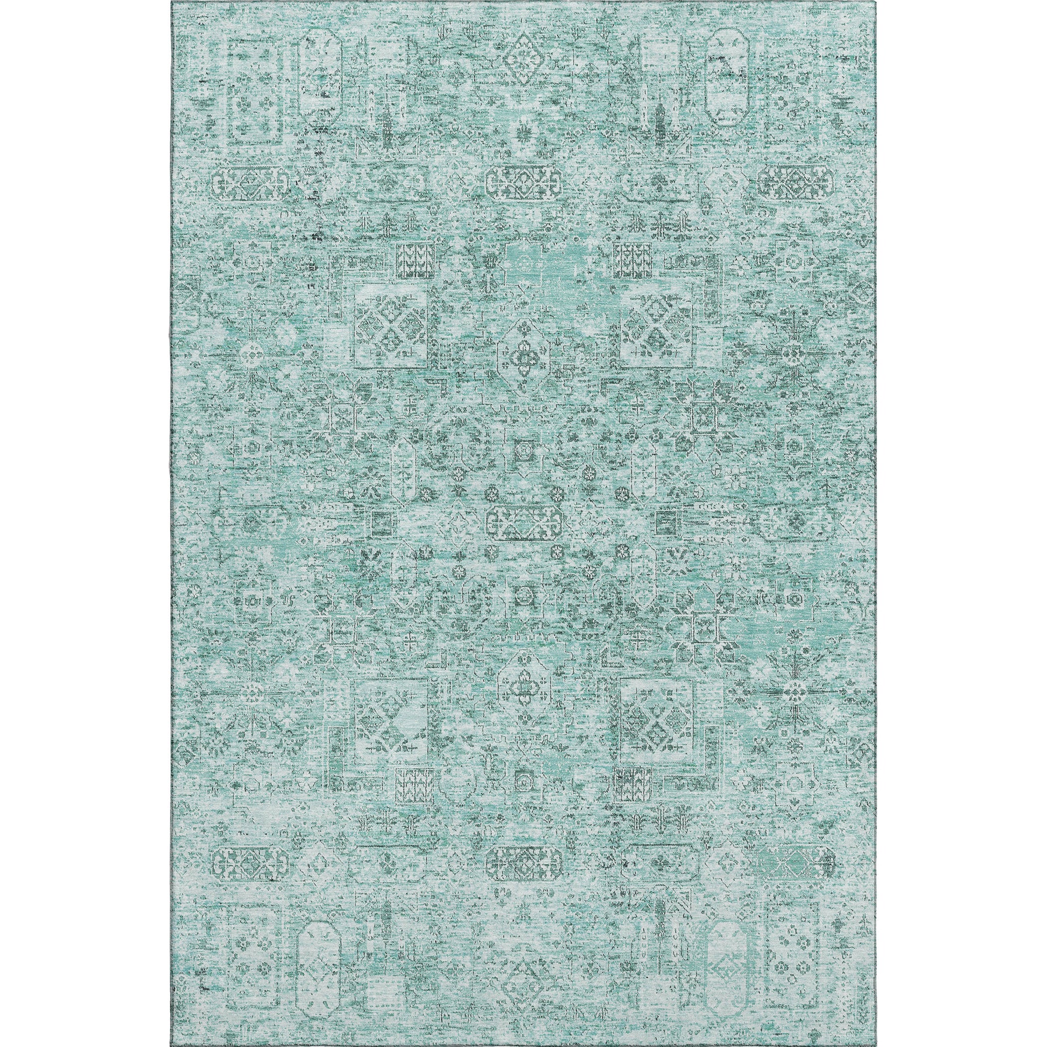 Antigua Machine Washable Transitional Teal Rug 2'6" x 3'10" #shape_Rectangle