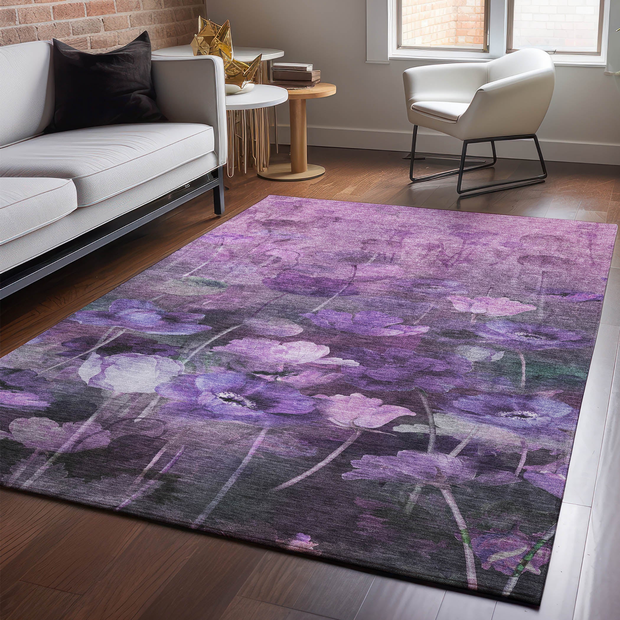 Bern Machine Washable Transitional Purple Rug 2'6" x 3'10" #shape_Rectangle