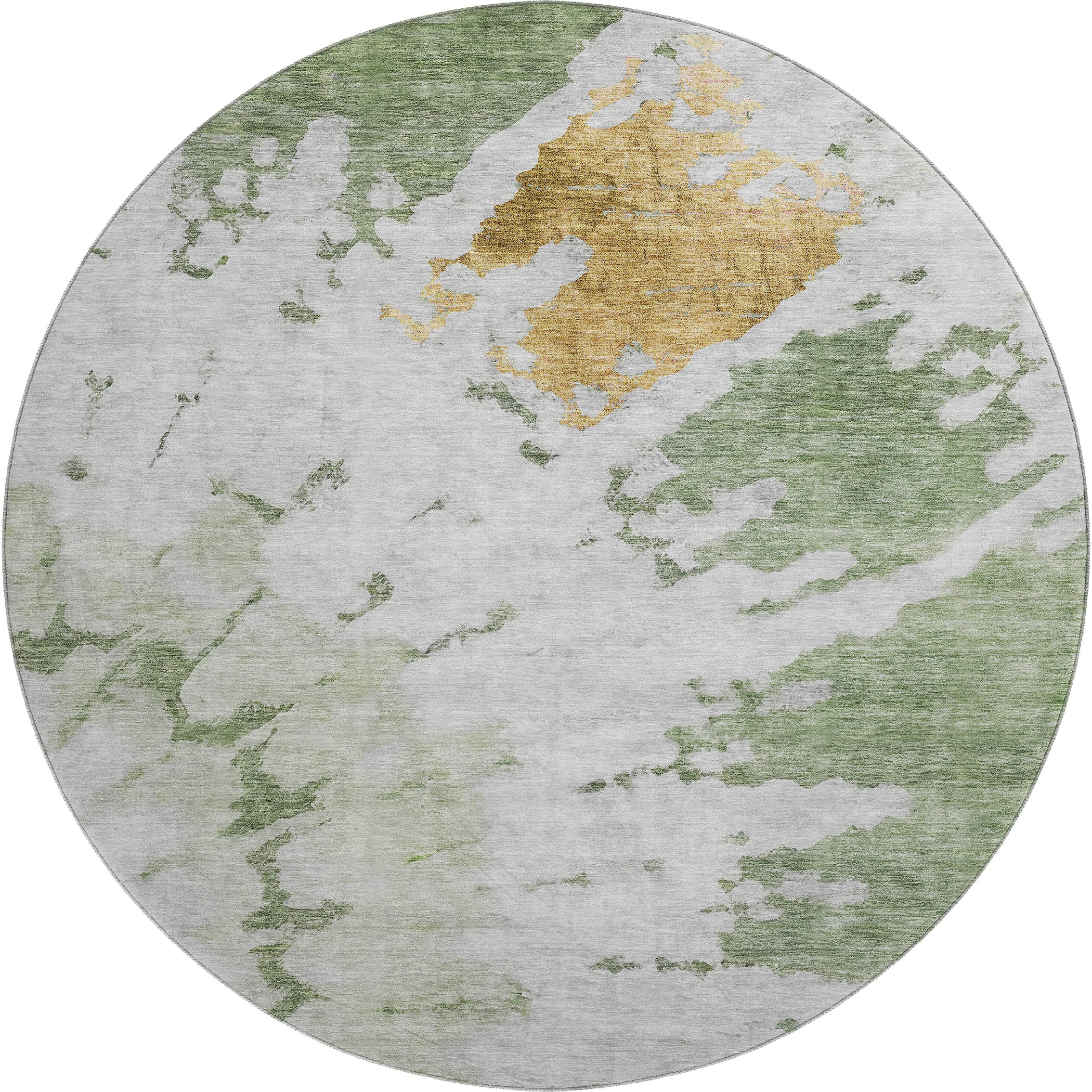 Lucerne Machine Washable Transitional Aloe Green Rug 8' x 8' #shape_Round
