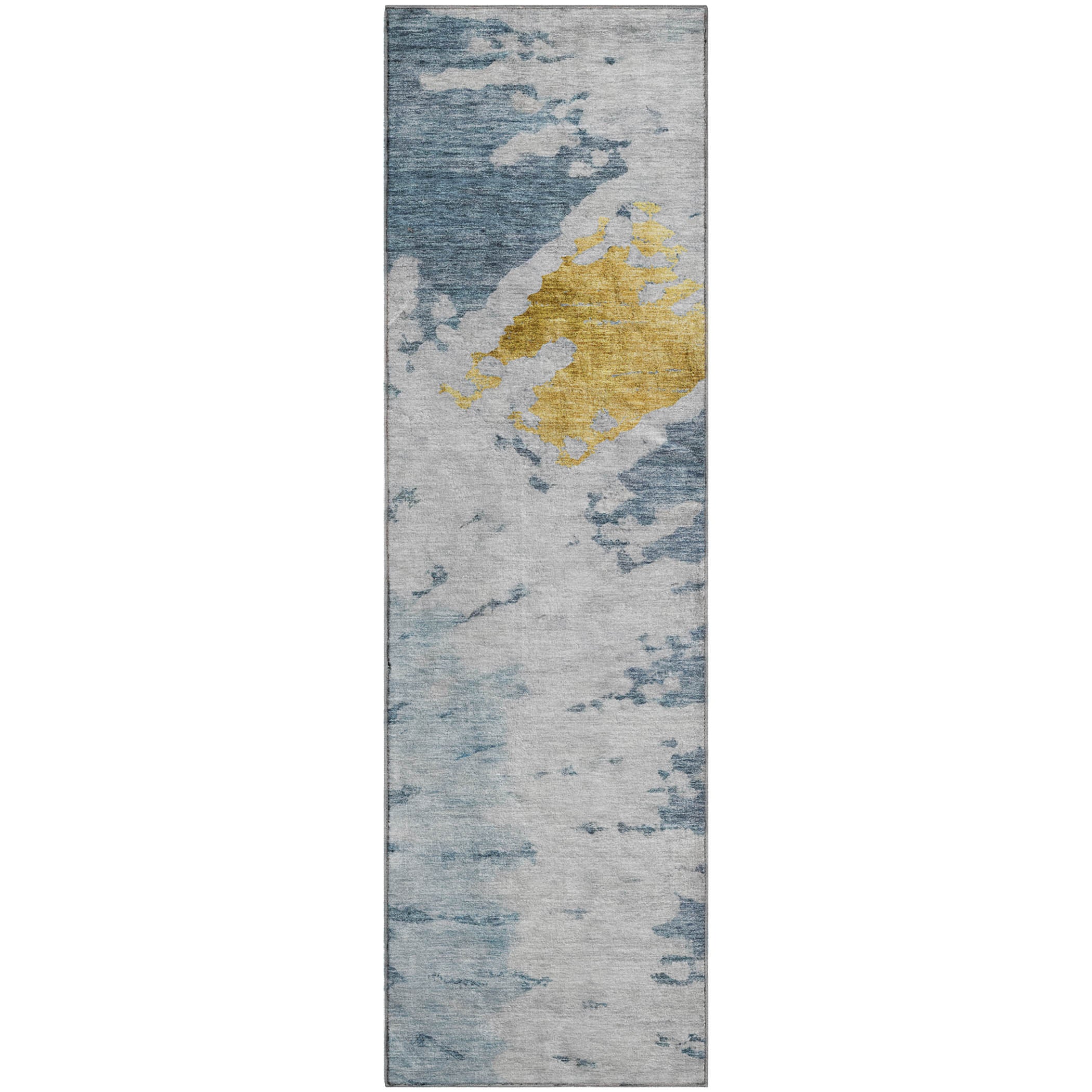 Lucerne Machine Washable Transitional Blue Rug 2'3" x 7'6" #shape_Runner