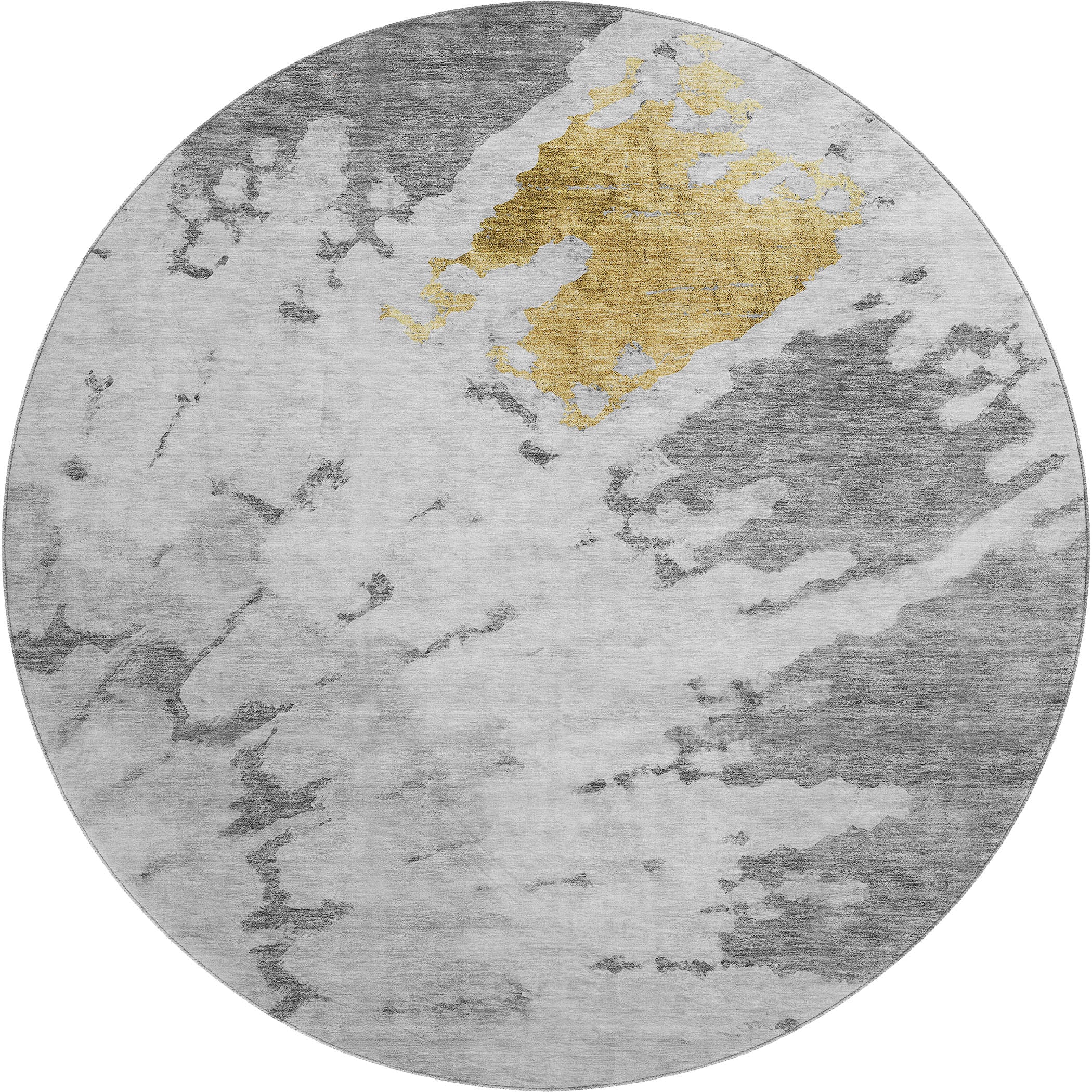 Lucerne Machine Washable Transitional Gray Rug 8' x 8' #shape_Round