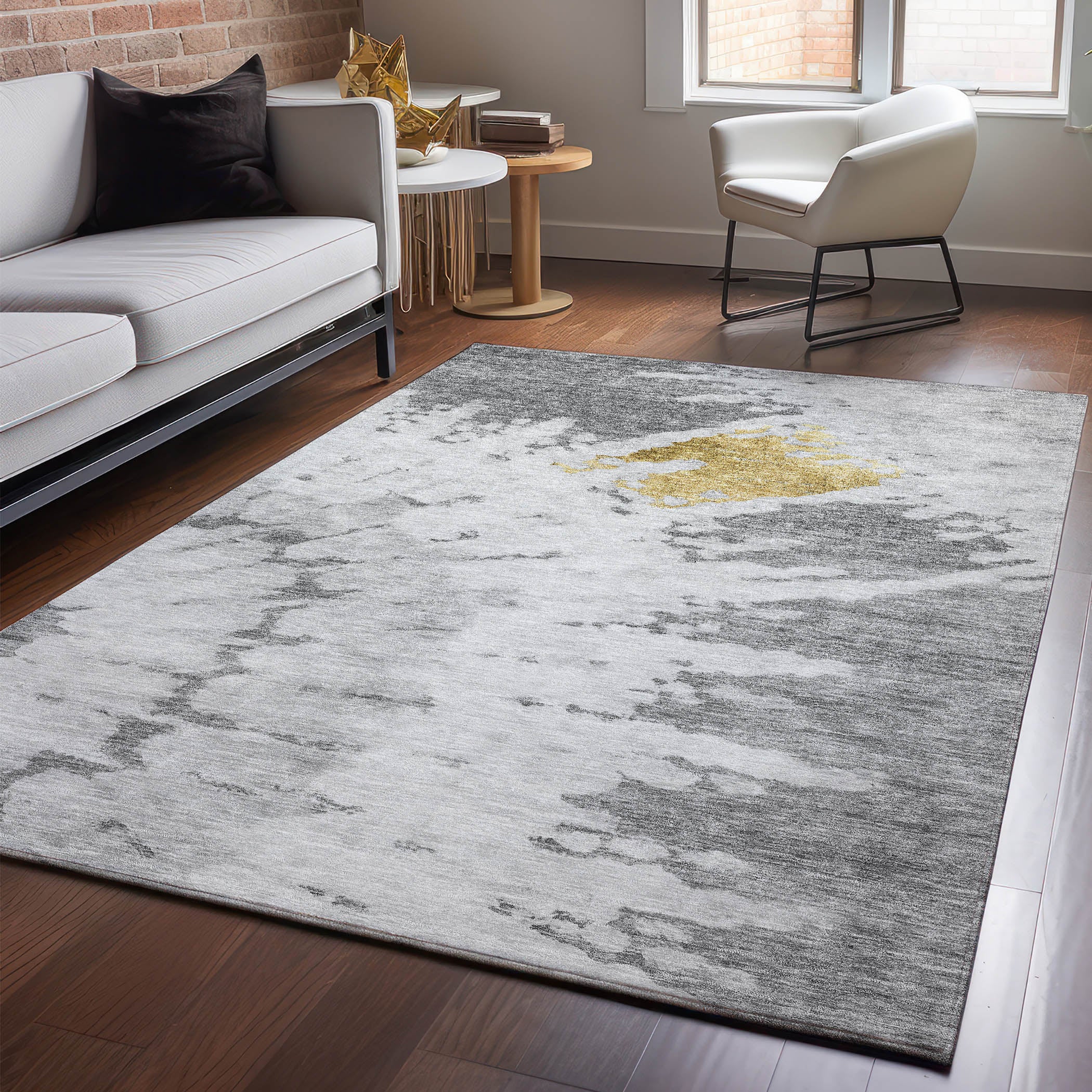 Lucerne Machine Washable Transitional Gray Rug 2'6" x 3'10" #shape_Rectangle
