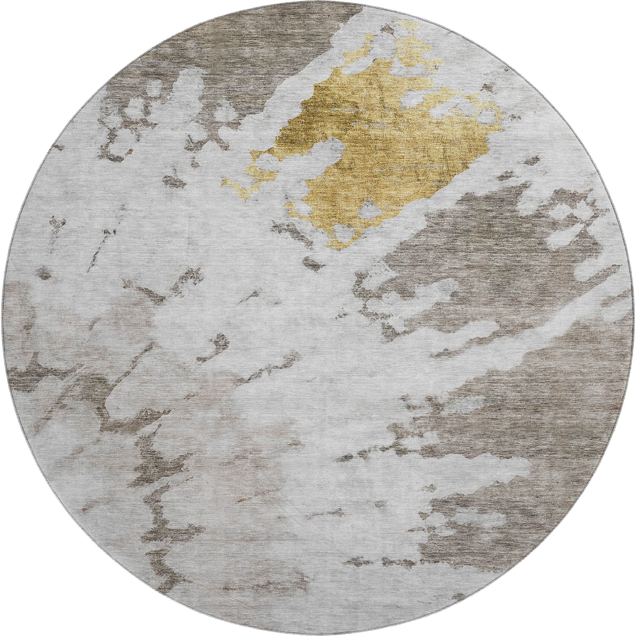 Lucerne Machine Washable Transitional Taupe Brown Rug 8' x 8' #shape_Round