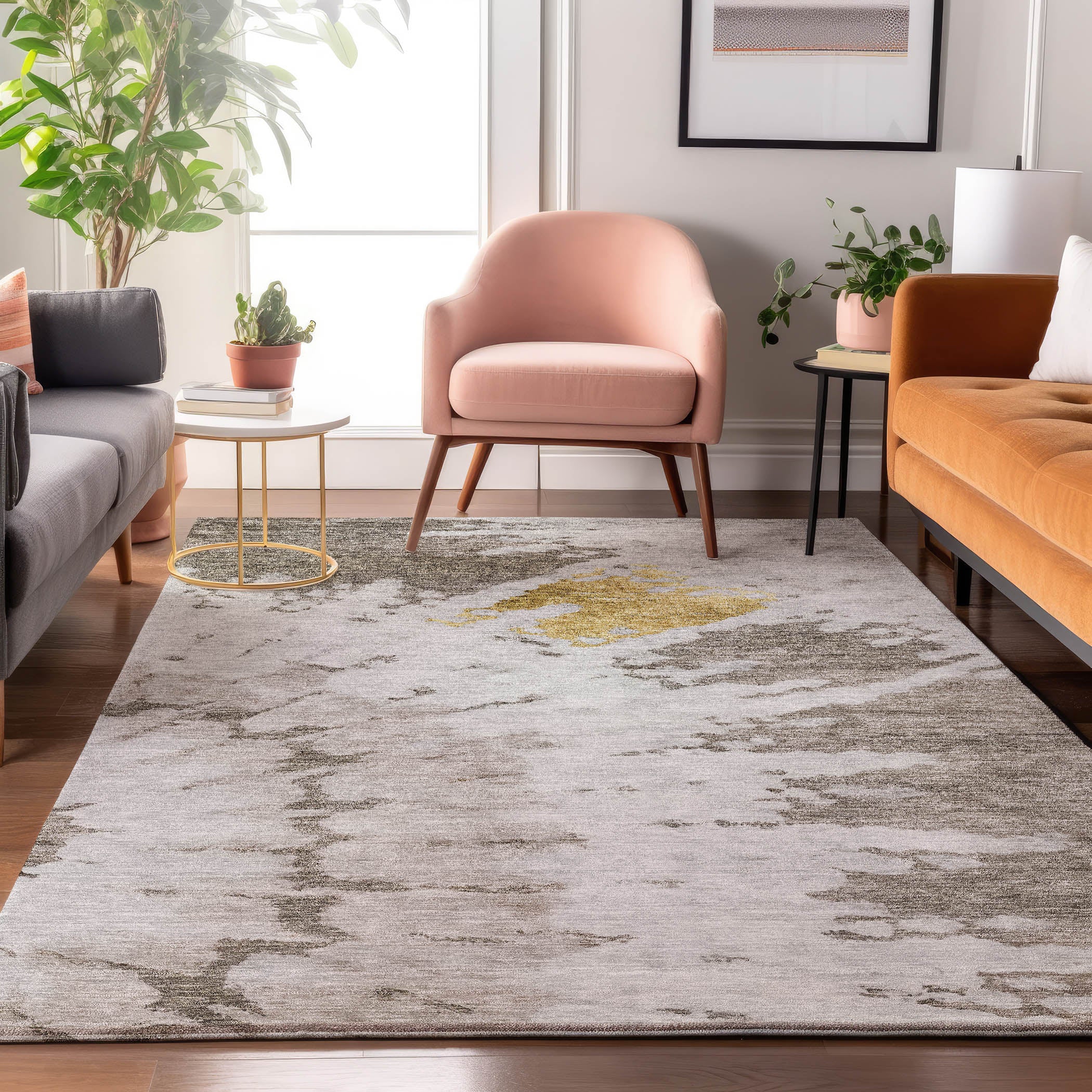 Lucerne Machine Washable Transitional Taupe Brown Rug 2'6" x 3'10" #shape_Rectangle