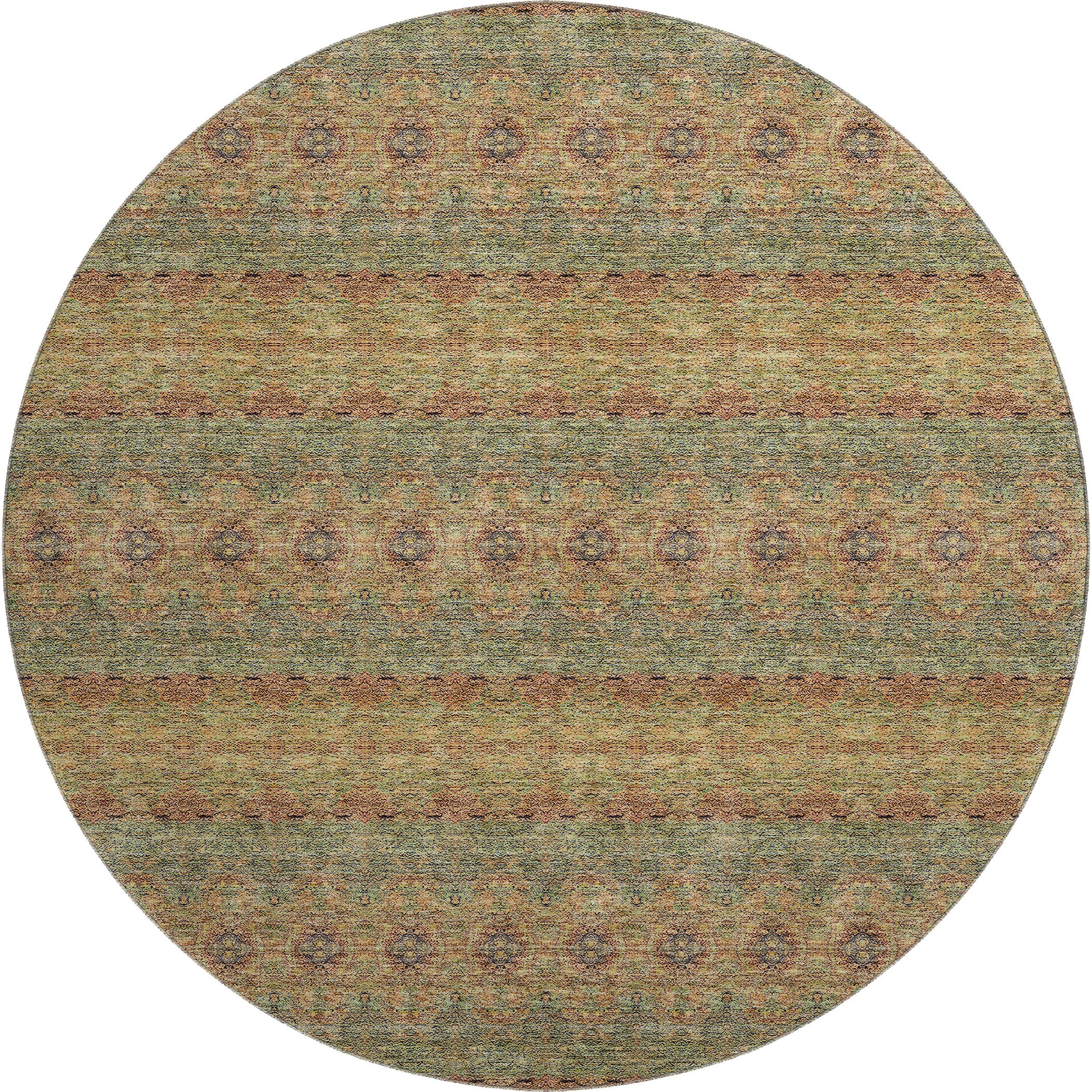 Marrakech Machine Washable Transitional Green Rug 8' x 8' #shape_Round
