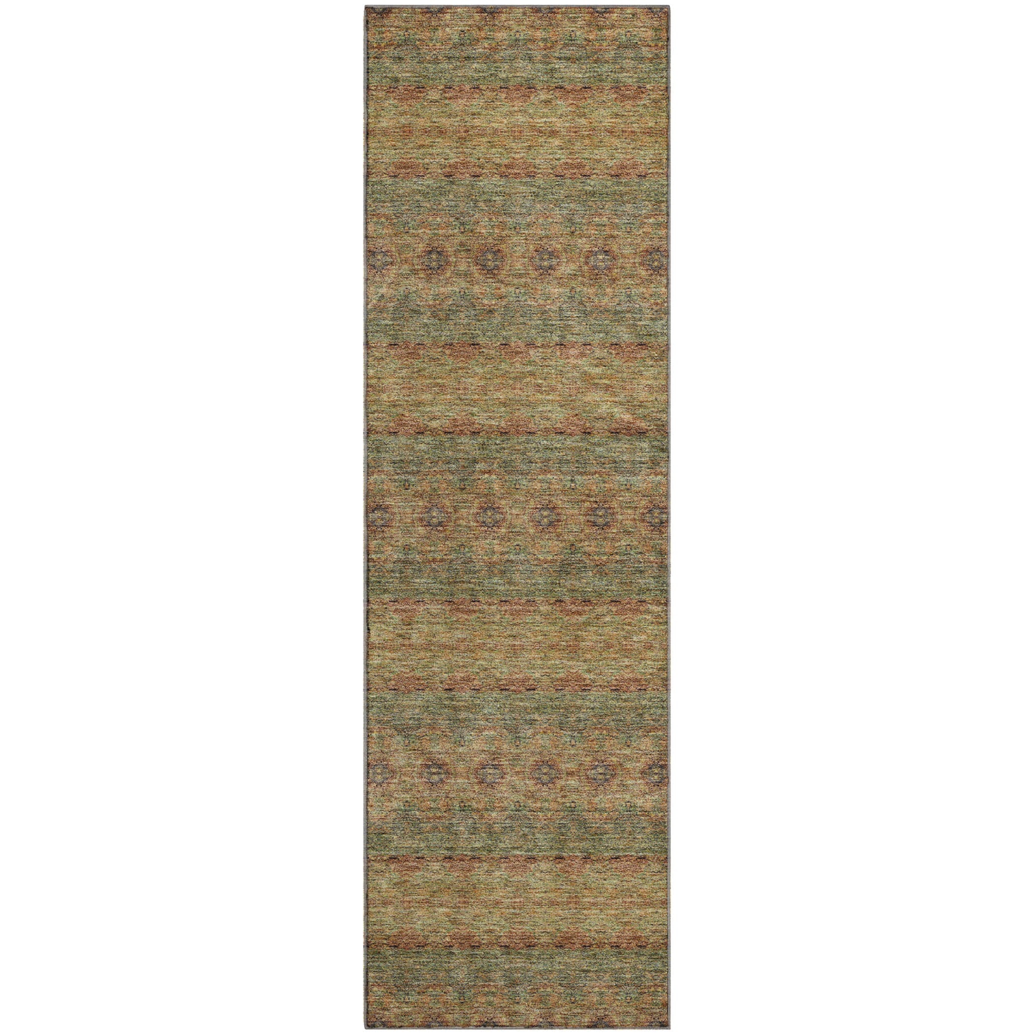 Marrakech Machine Washable Transitional Green Rug 2'3" x 7'6" #shape_Runner
