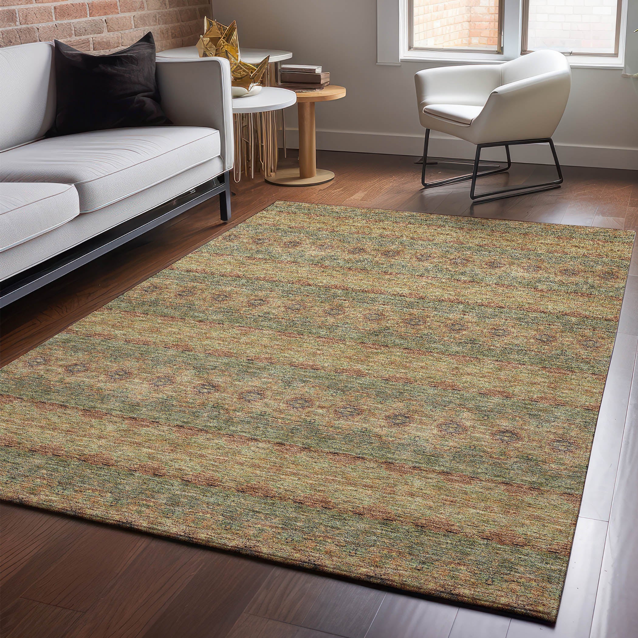 Marrakech Machine Washable Transitional Green Rug 2'6" x 3'10" #shape_Rectangle
