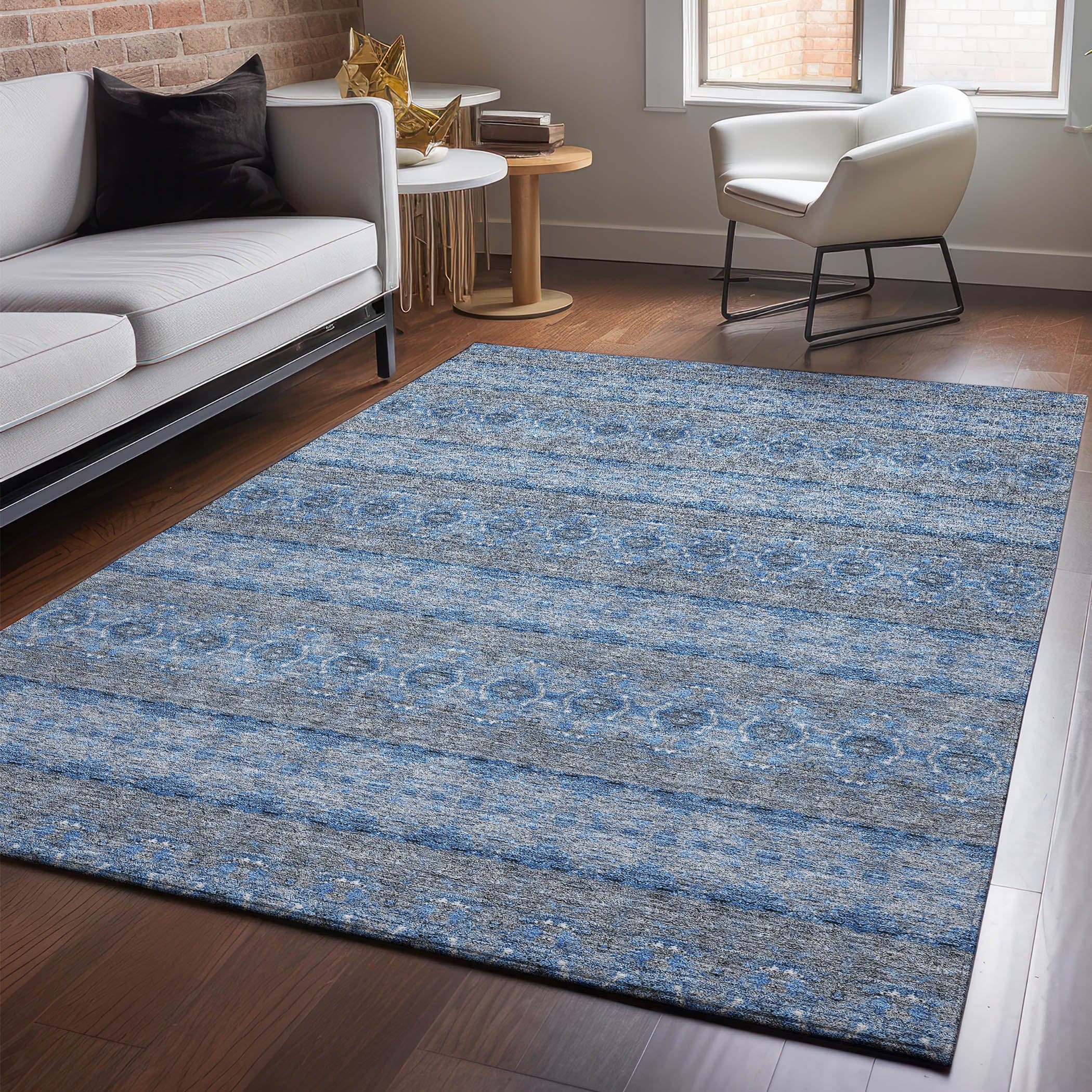 Marrakech Machine Washable Transitional Navy Blue Rug 2'6" x 3'10" #shape_Rectangle