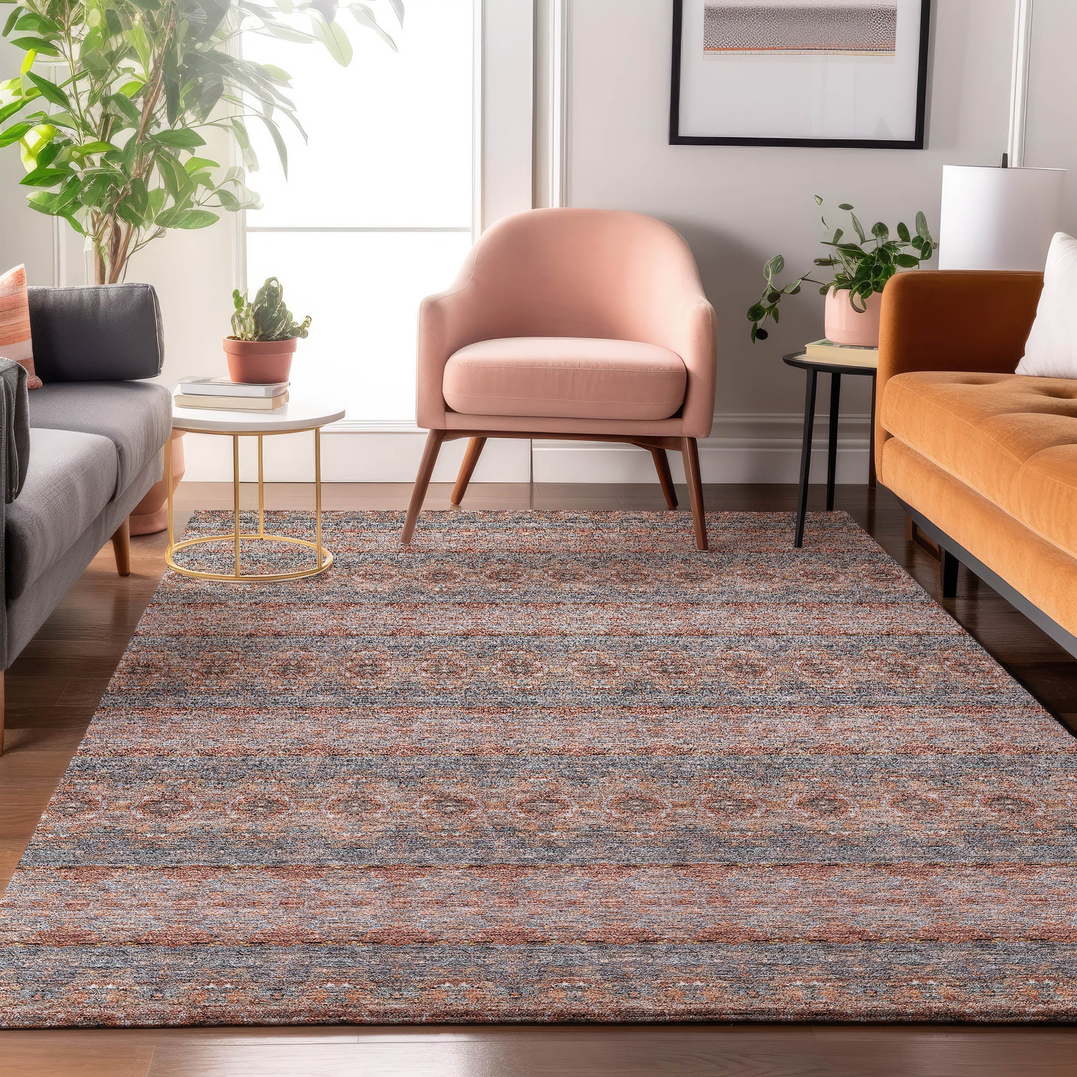 Marrakech Machine Washable Transitional Paprika Orange Rug 2'6" x 3'10" #shape_Rectangle