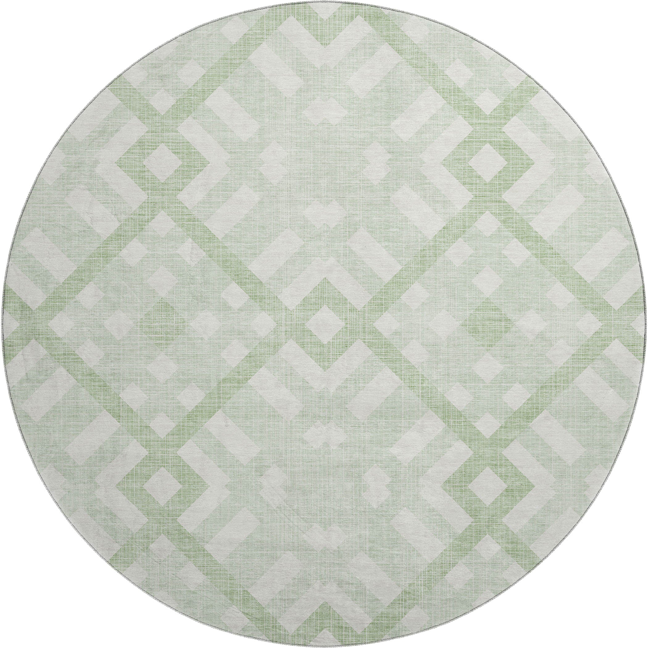 Kathmandu Machine Washable Transitional Mint Green Rug 8' x 8' #shape_Round