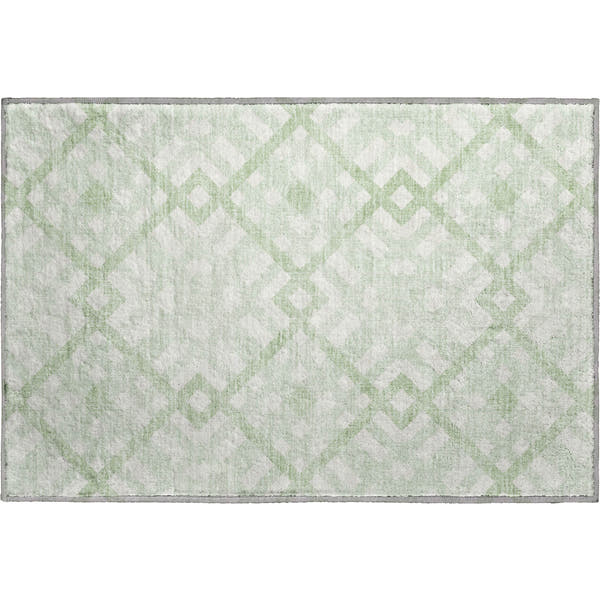 Kathmandu Machine Washable Transitional Mint Green Rug 1'8" x 2'6"