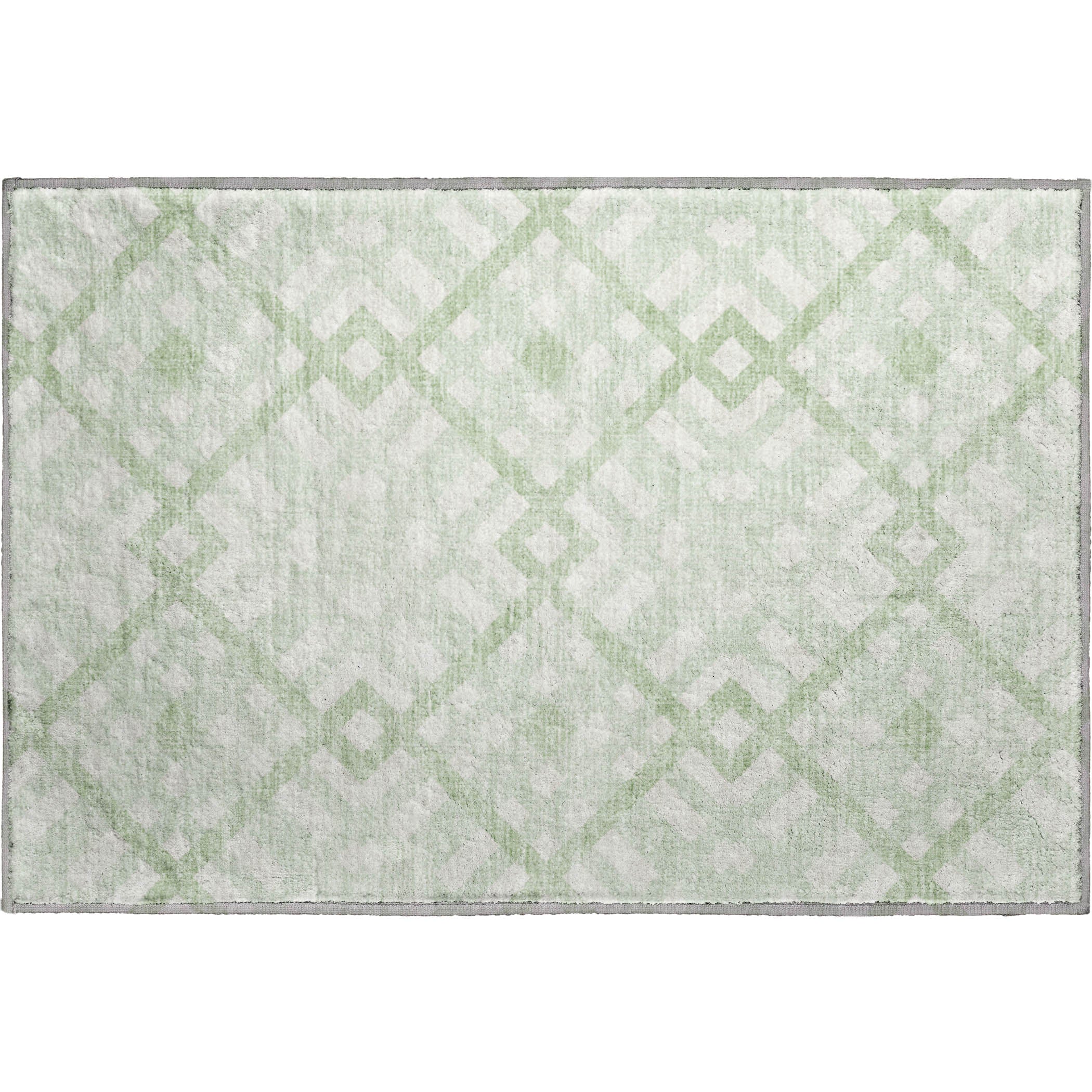 Kathmandu Machine Washable Transitional Mint Green Rug 1'8" x 2'6" #shape_Rectangle
