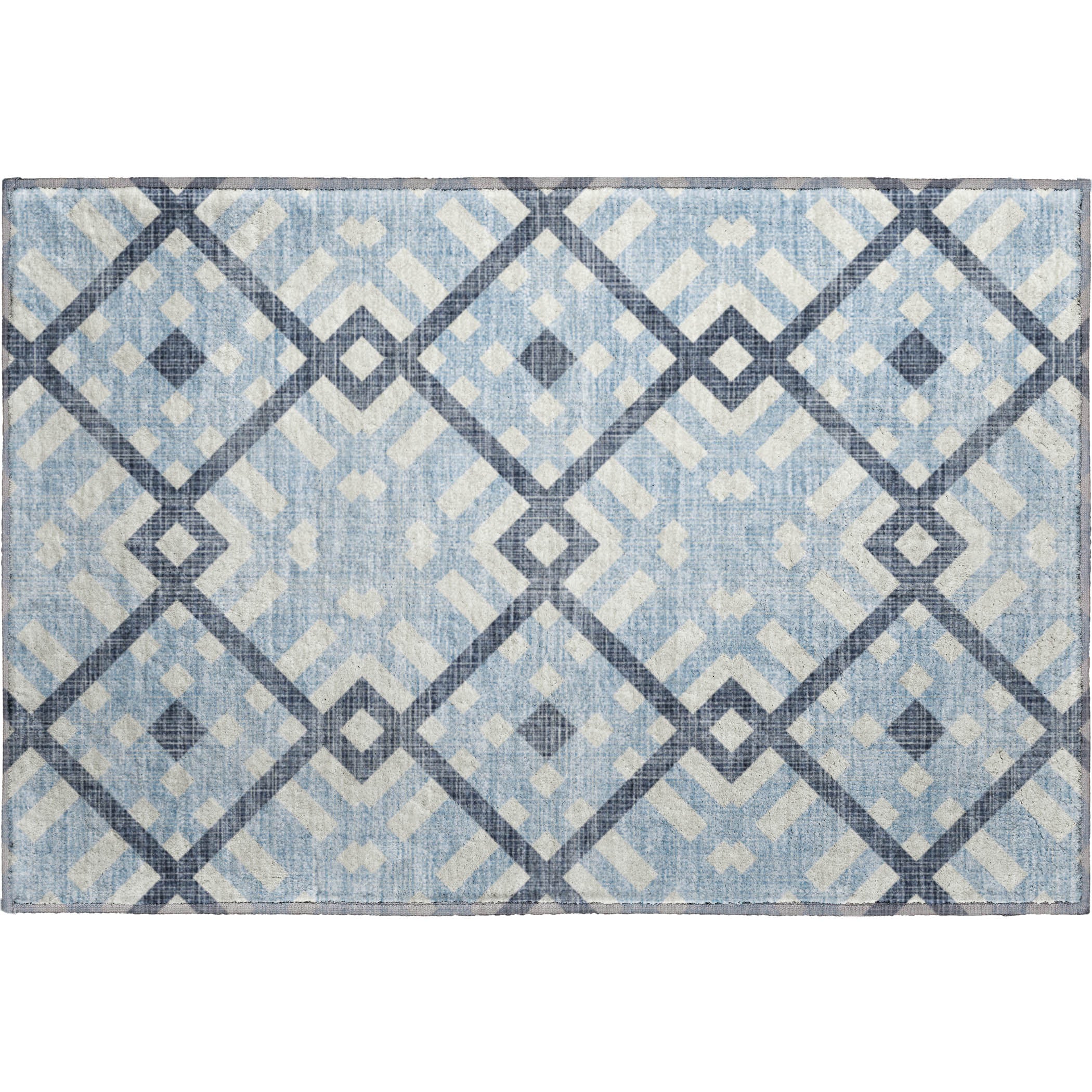 Kathmandu Machine Washable Transitional Sky Blue Rug 1'8" x 2'6" #shape_Rectangle