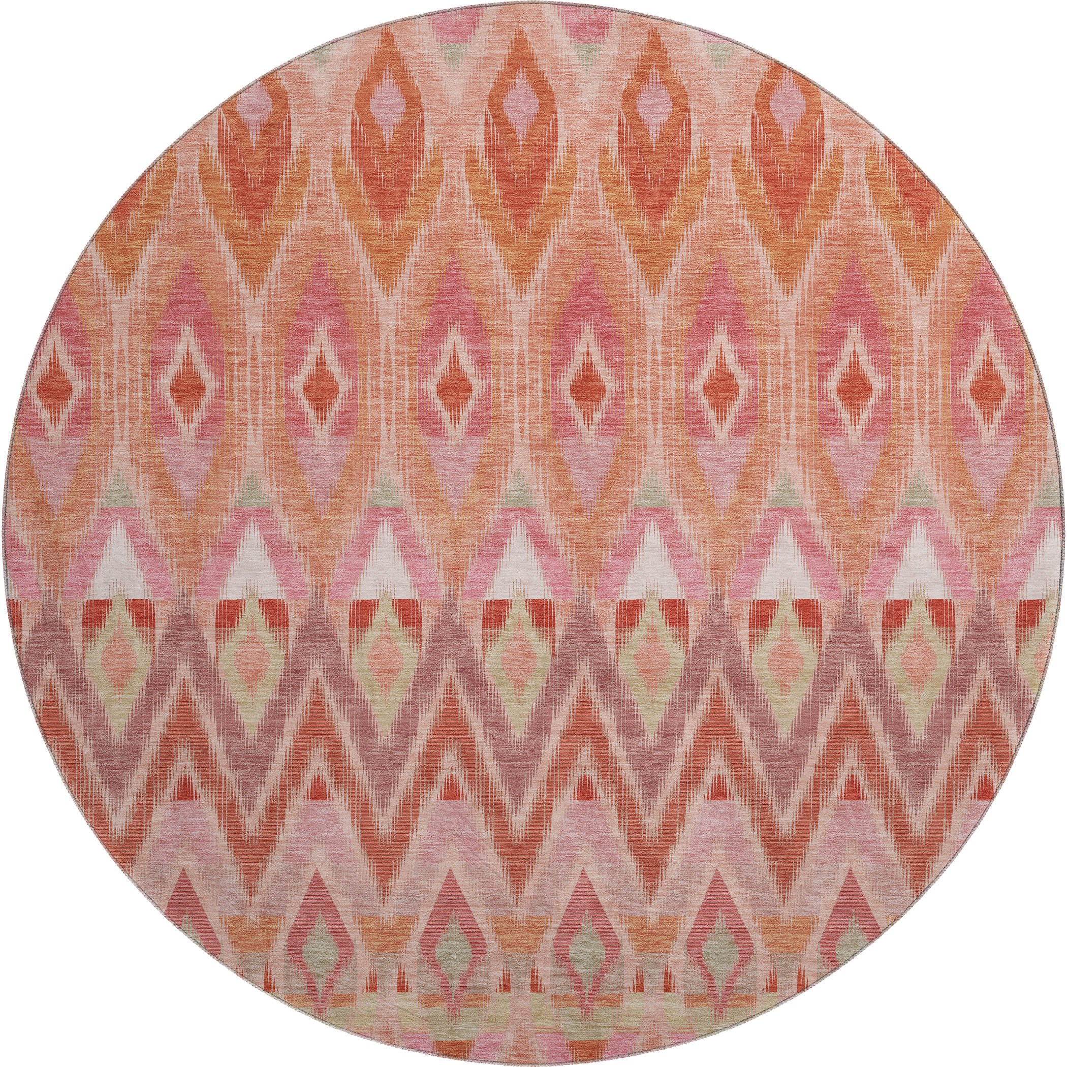 Bogota Machine Washable Transitional Pink Rug 8' x 8' #shape_Round