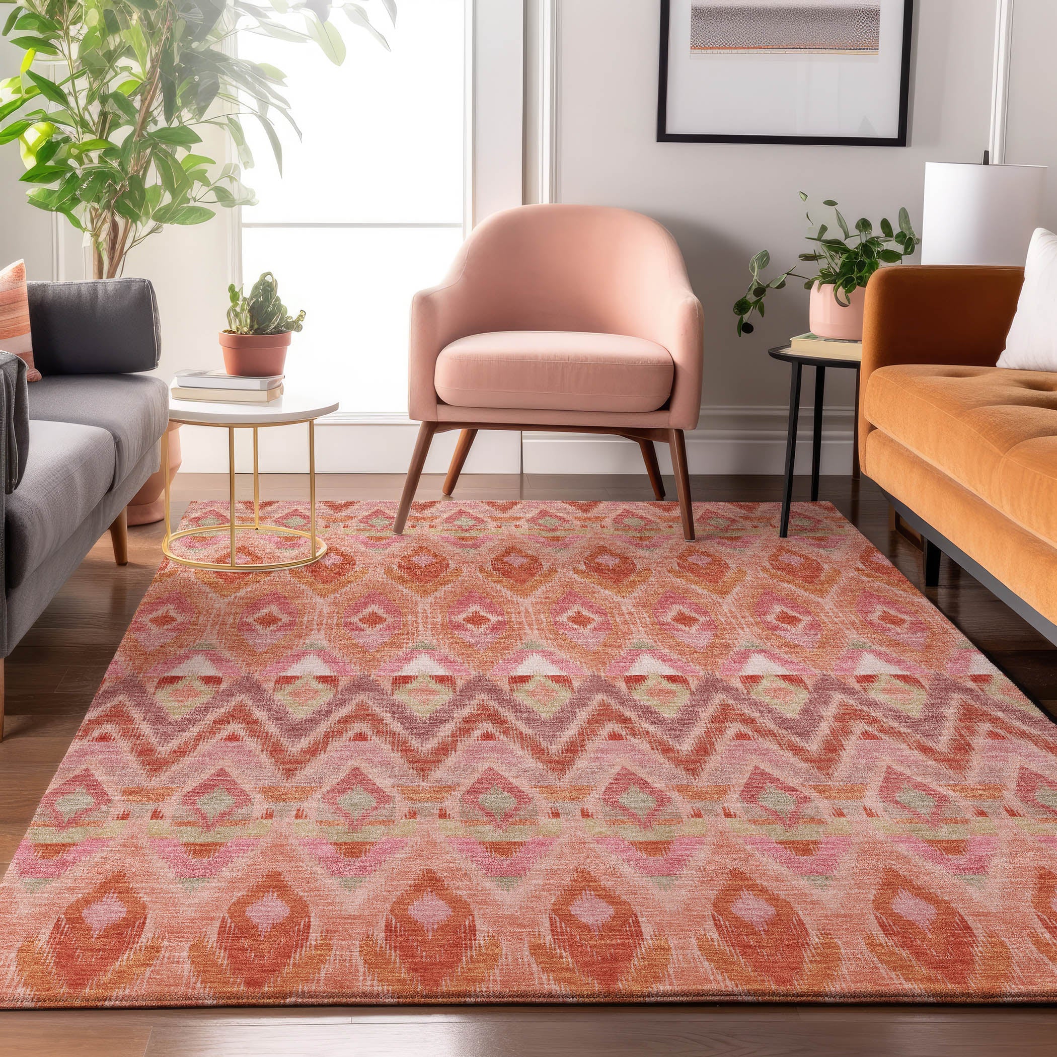Bogota Machine Washable Transitional Pink Rug 2'6" x 3'10" #shape_Rectangle
